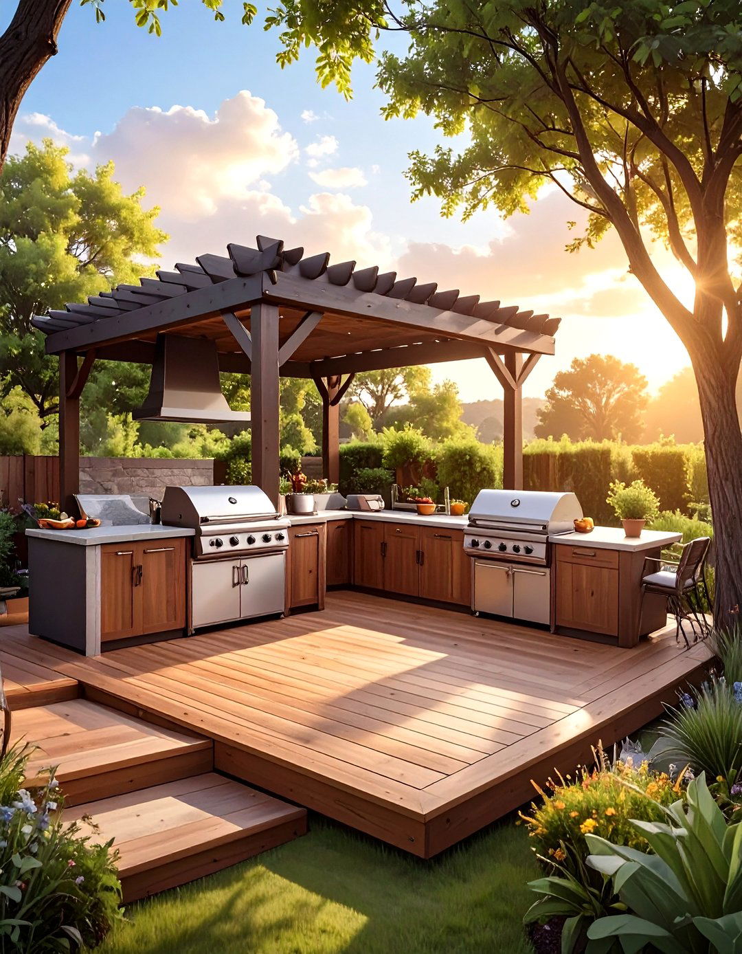 The Outdoor Kitchen Platform Deck - 30 diy camper deck ideas