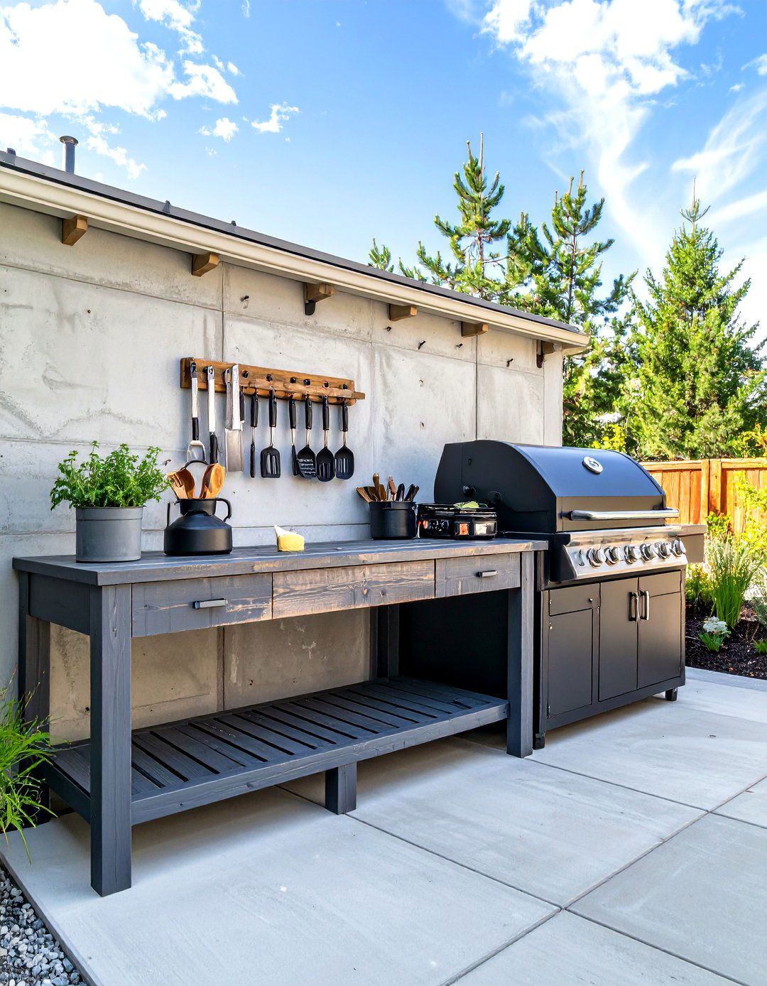 The Outdoor Kitchen Prep Station - 30 concrete patio ideas on a budget
