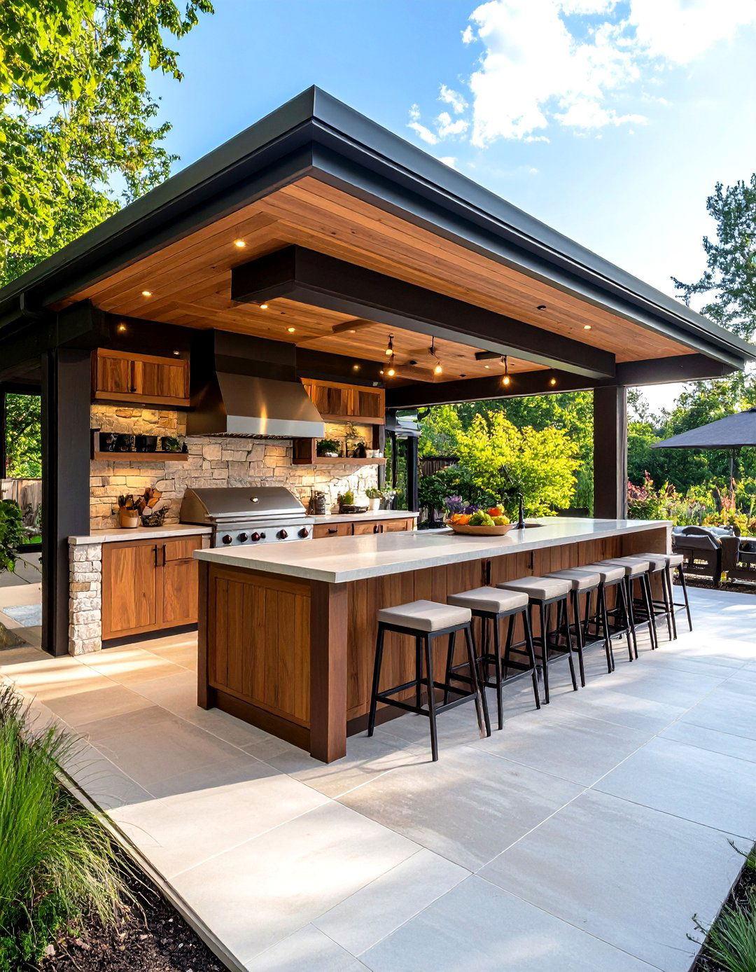 The Outdoor Kitchen and Bar Roof - 30 extension patio roof ideas
