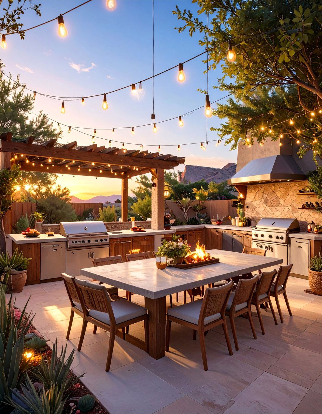 The Outdoor Kitchen and Dining Area - 30 arizona landscape ideas