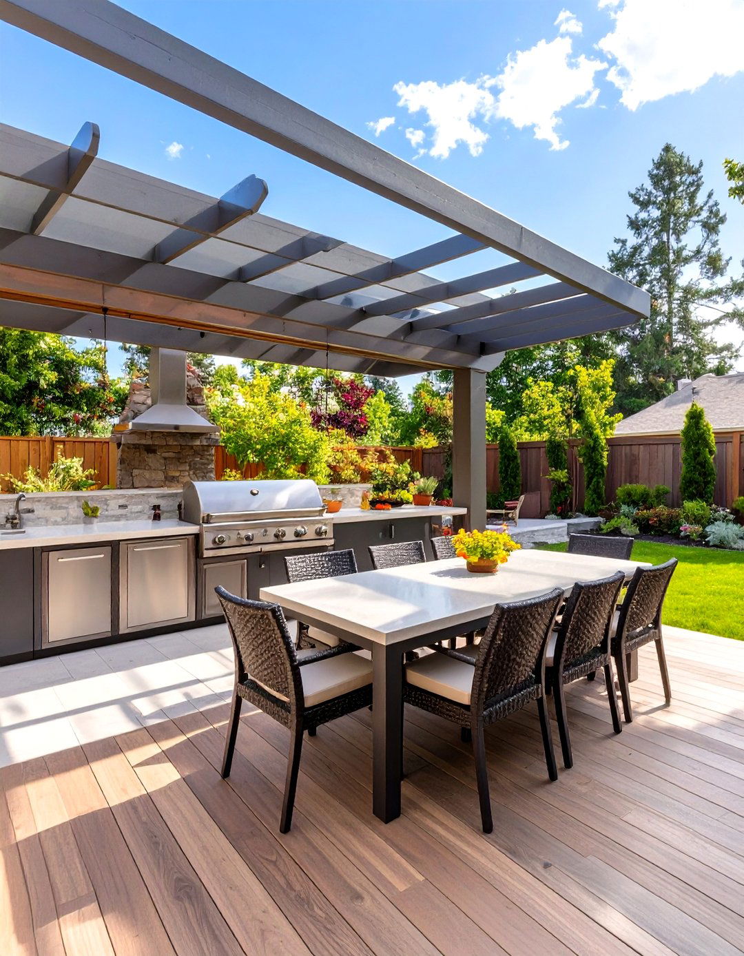 The Outdoor Kitchen and Dining Deck - 30 composite deck ideas