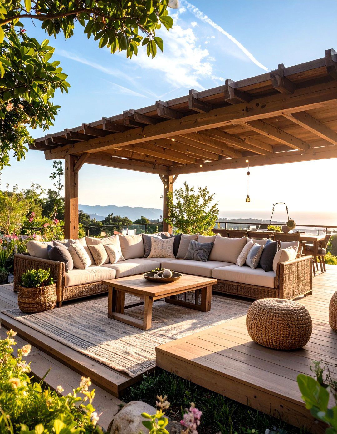 The Outdoor Living Room with a View - 30 down sloped backyard ideas