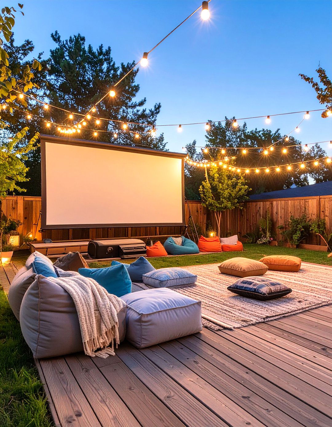 The Outdoor Movie Night Deck - 30 deck ideas on a budget
