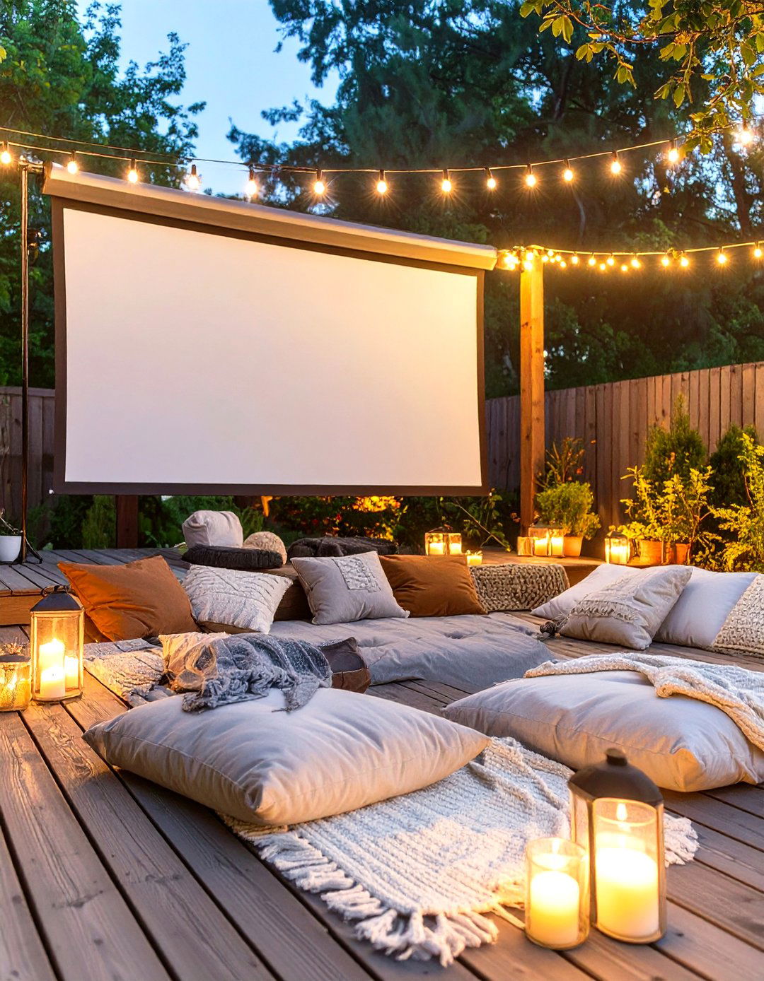The Outdoor Movie Night Deck - 30 cozy small deck decorating ideas
