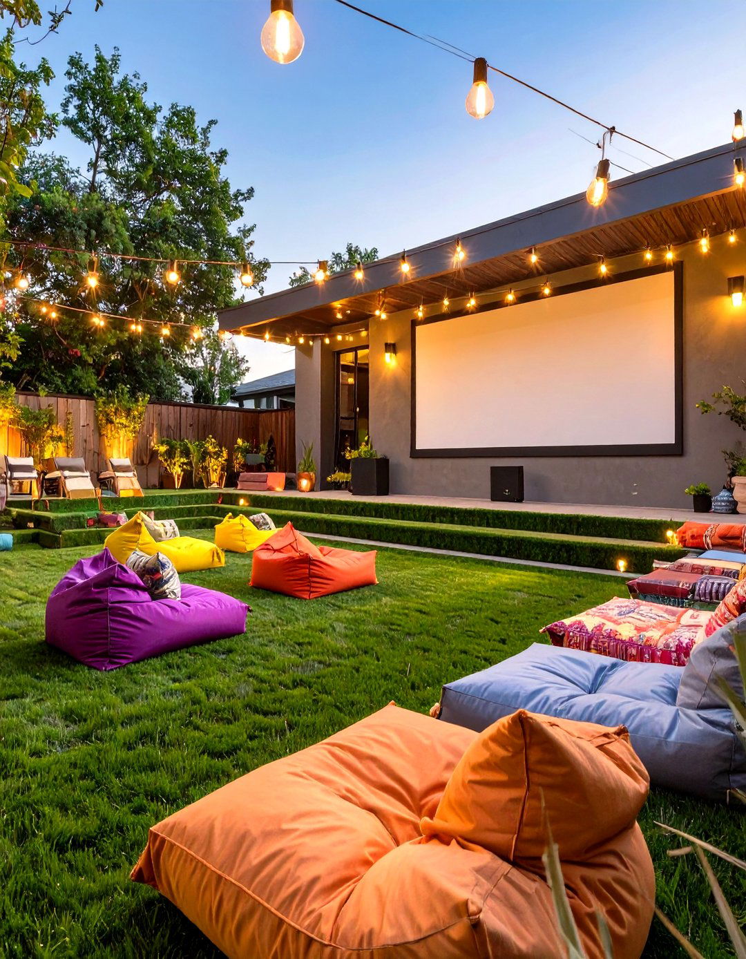 The Outdoor Movie Theater - 30 modern backyard ideas no grass