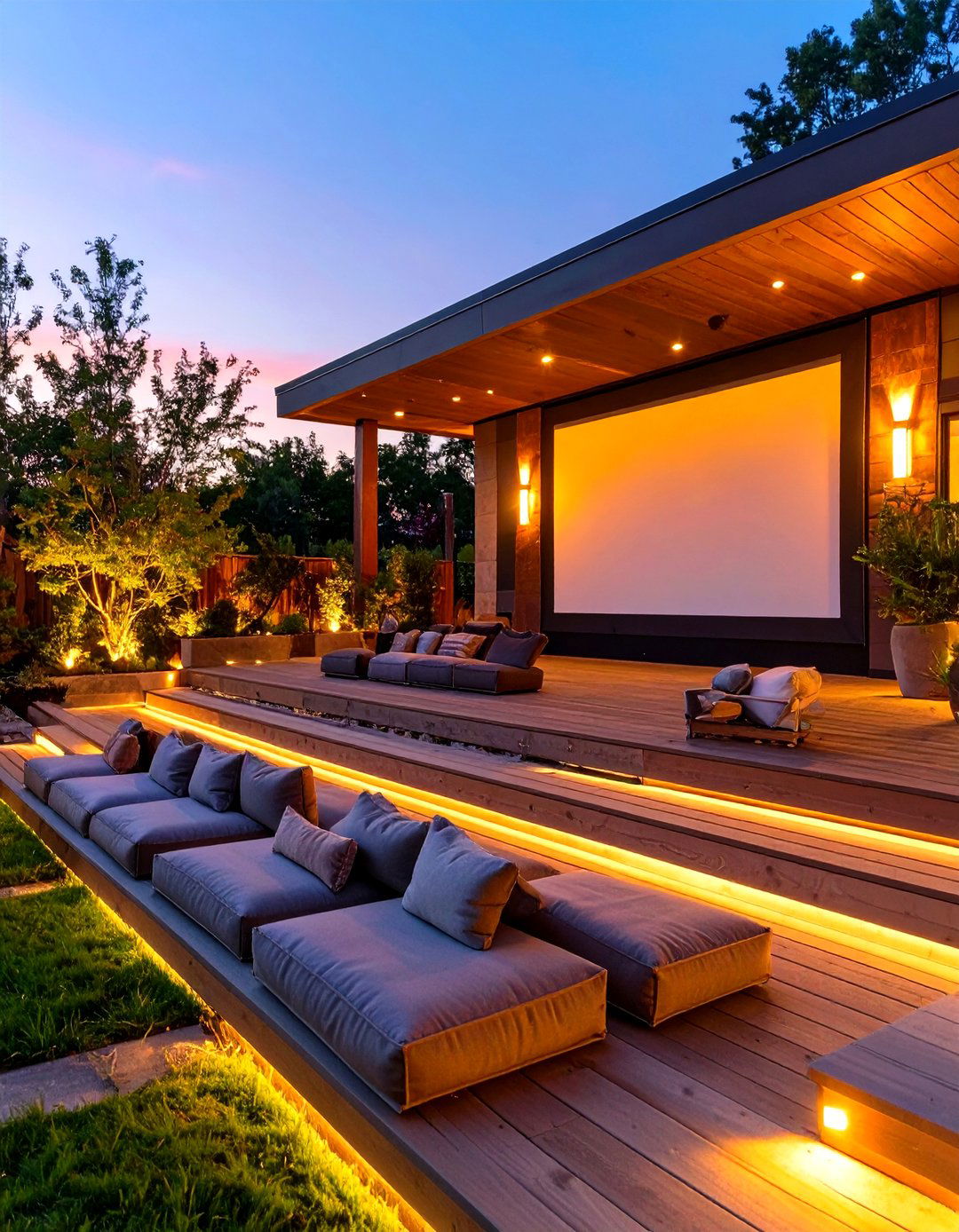 The Outdoor Movie Theater Deck - 30 multi level deck ideas