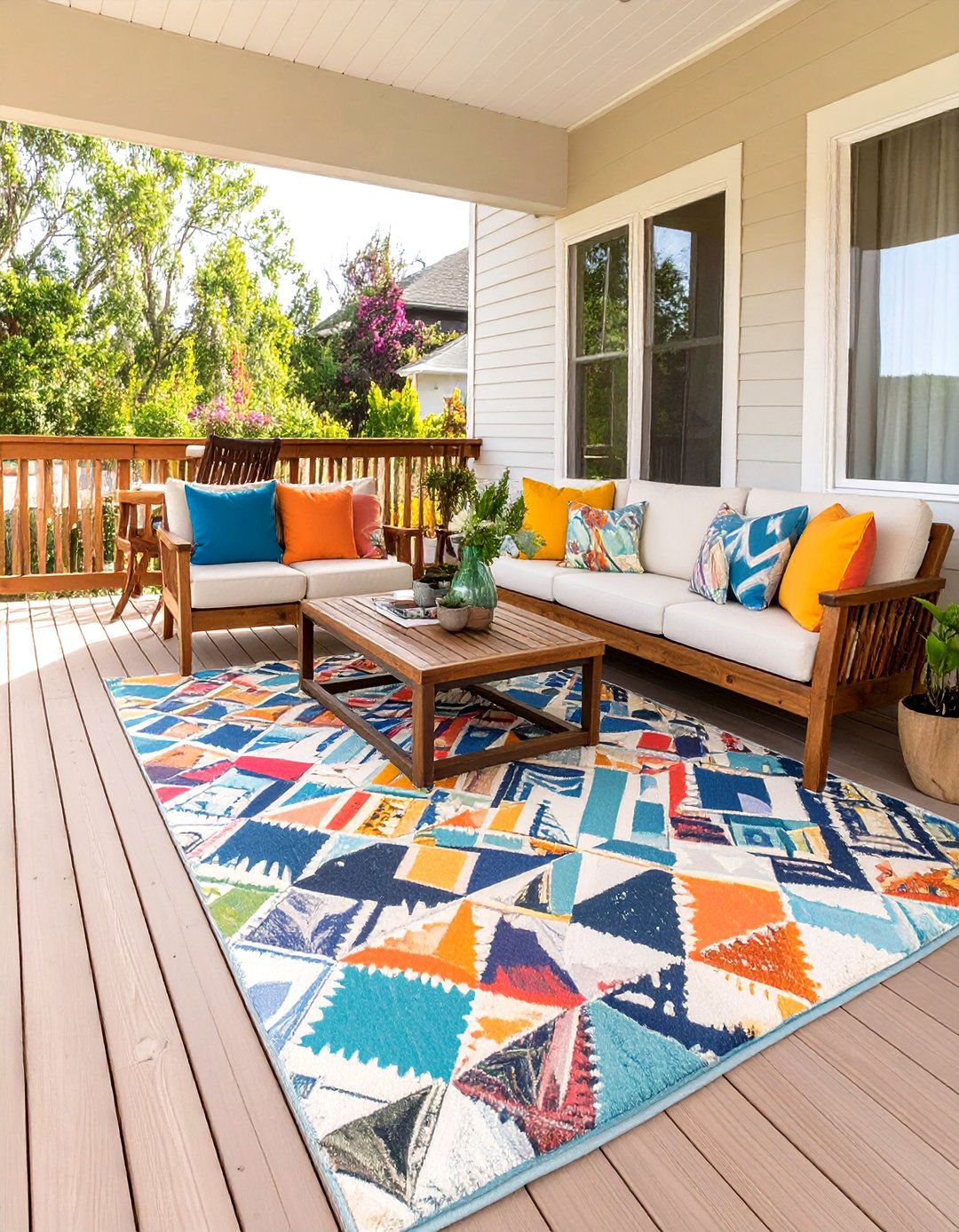 The Outdoor Rug Defined Deck - 30 inexpensive deck ideas