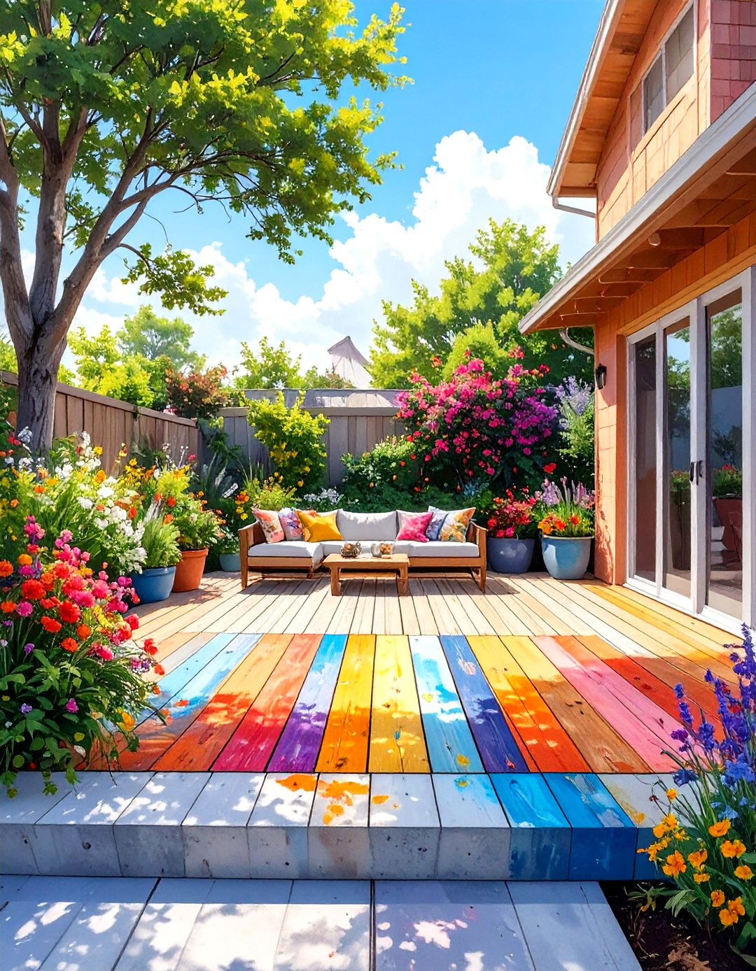 The Outdoor Rug Illusion Deck - 30 low budget floating deck ideas