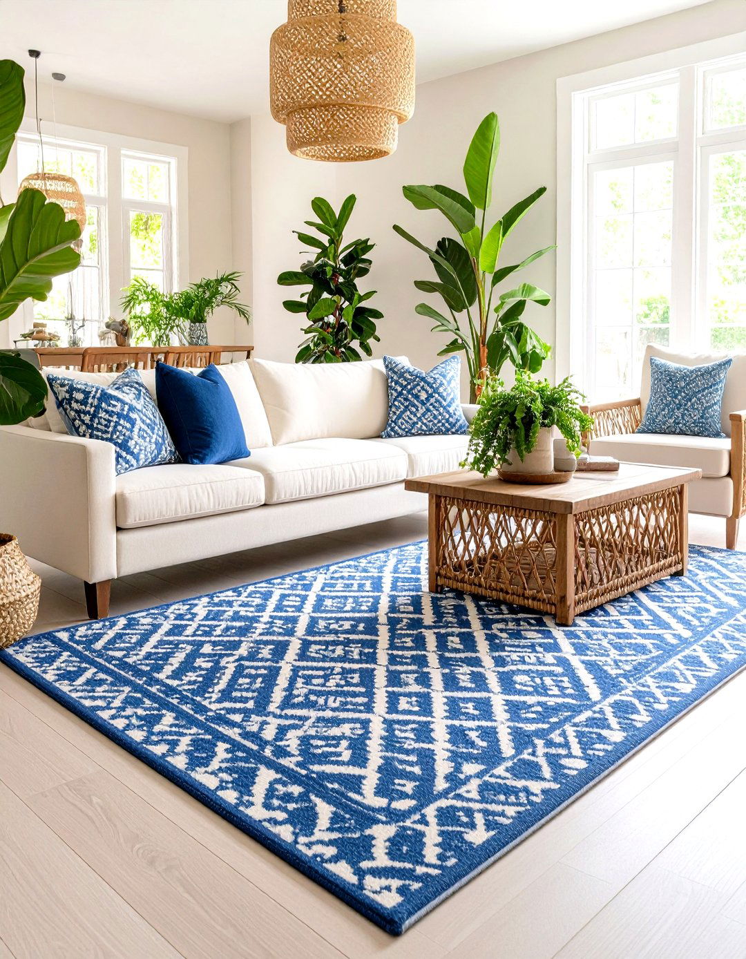 The Outdoor Rug Indoors - 30 living room rug ideas