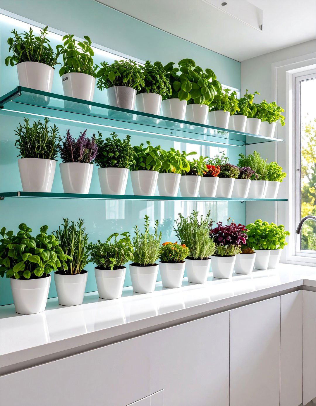 The Over the Sink Shelf Herb Garden - 30 indoor herb garden ideas