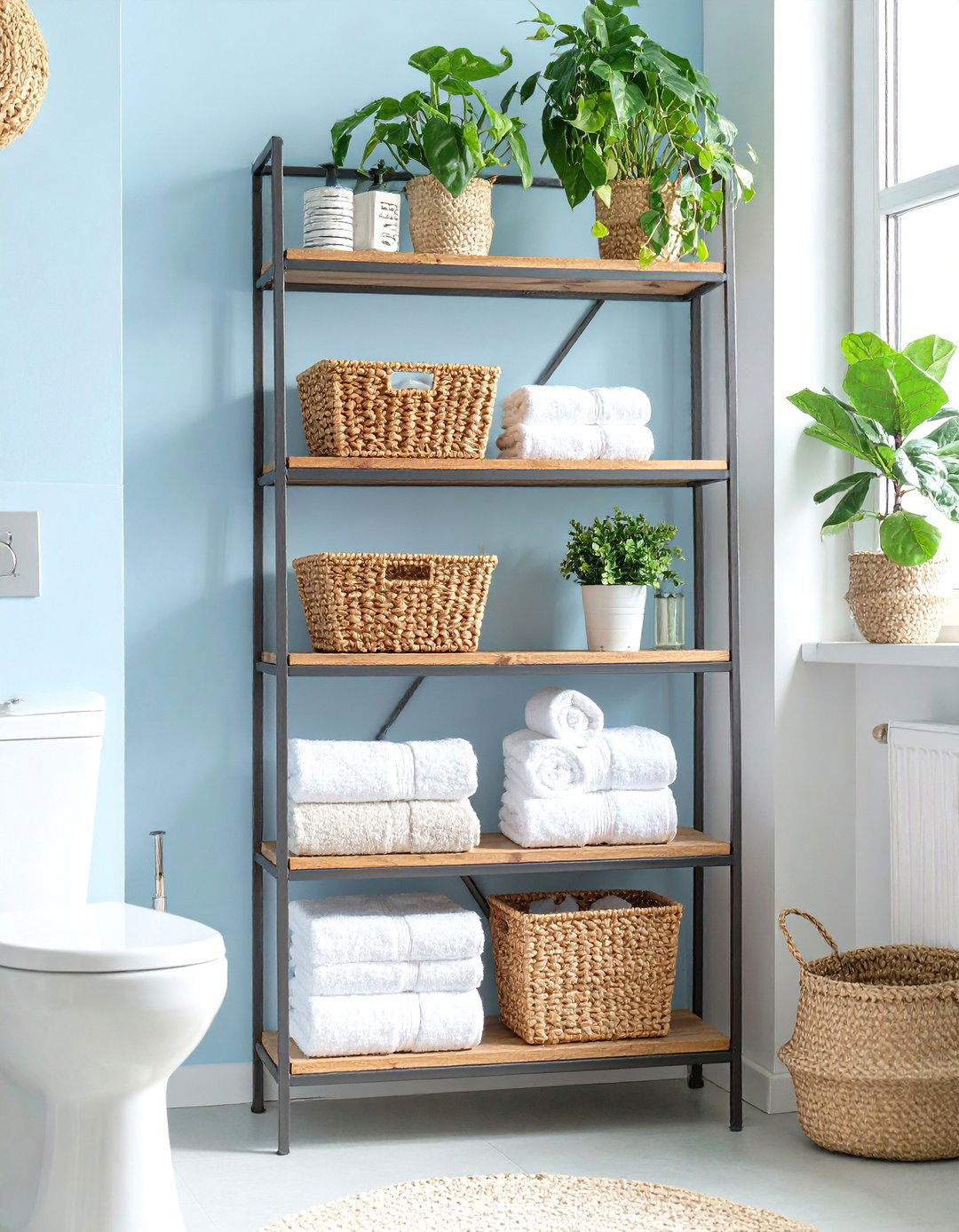 The Over the Toilet Etagere - 30 bathroom shelf decor ideas
