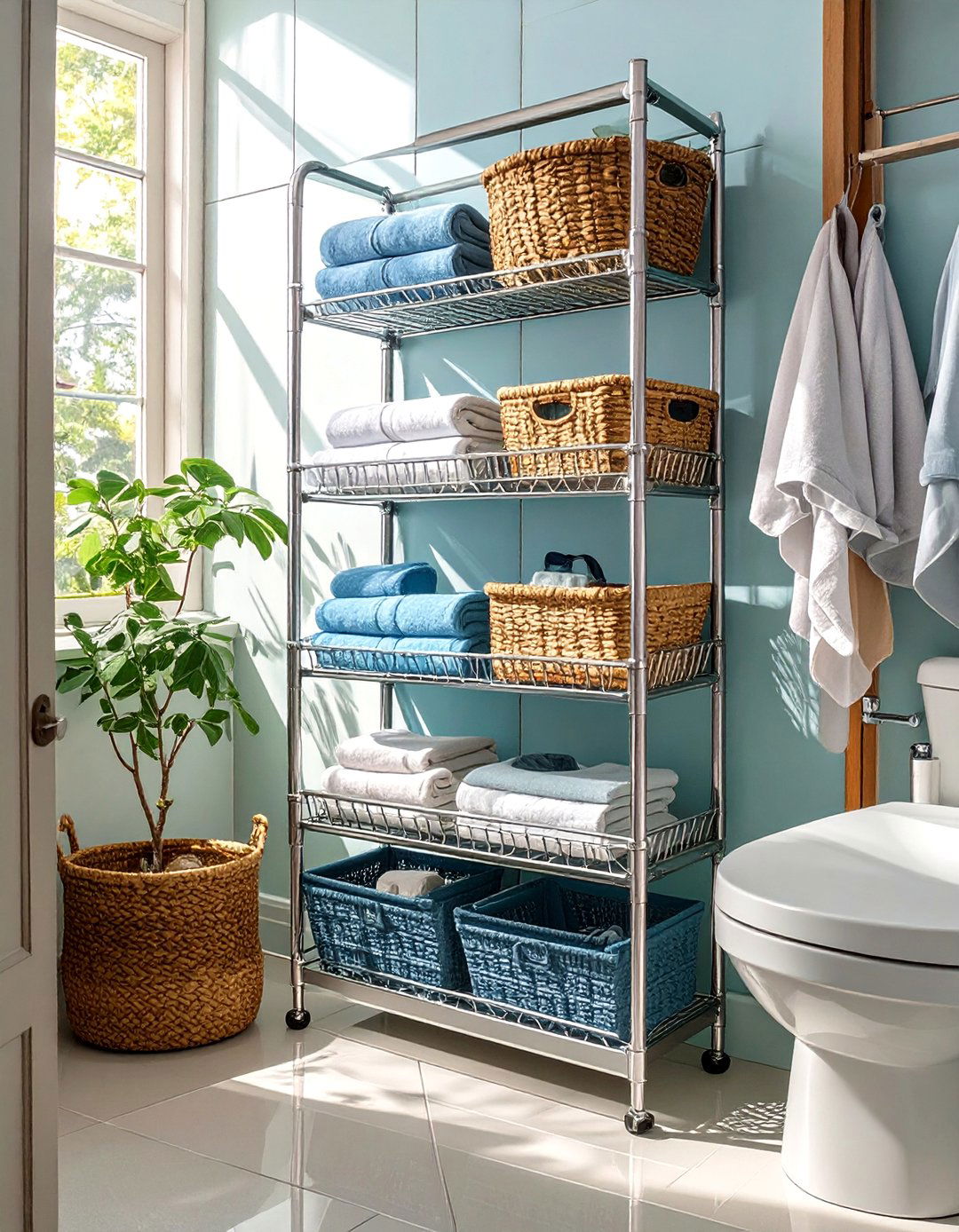 The Over the Toilet Etagere - 30 bathroom linen closet ideas