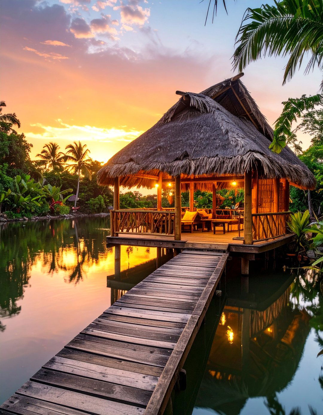 The Over the Water Tiki Hut - 30 backyard tiki bar ideas