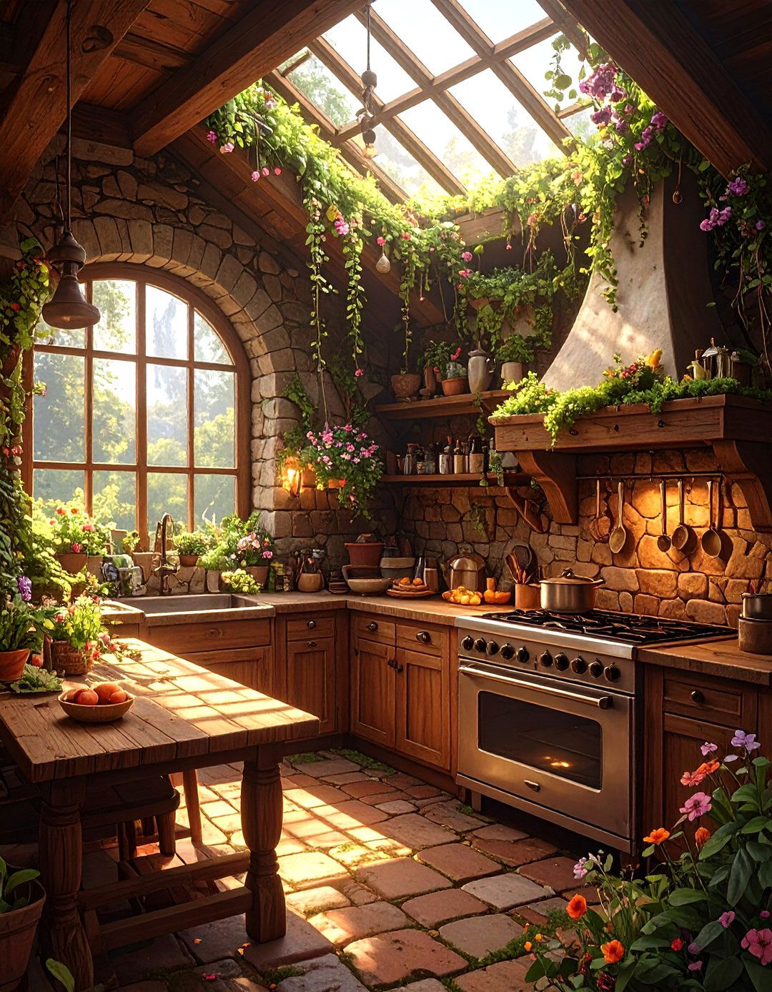 The Overgrown Nature Kitchen - 30 minecraft kitchen ideas