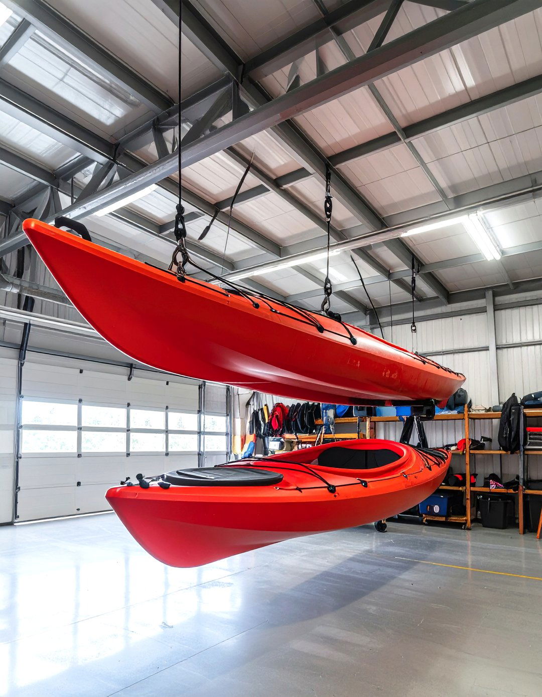 The Overhead Kayak and Canoe Hoist - 30 garage storage ideas diy