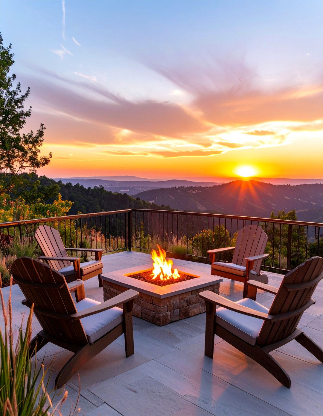 The Overlook Fire Pit Deck - 30 country backyard rustic fire pit ideas