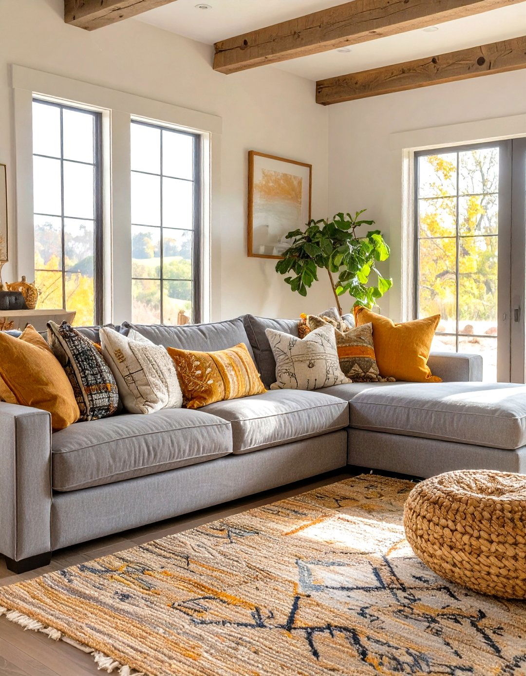 The Oversized Sectional Sofa - 30 modern farmhouse farmhouse living room ideas