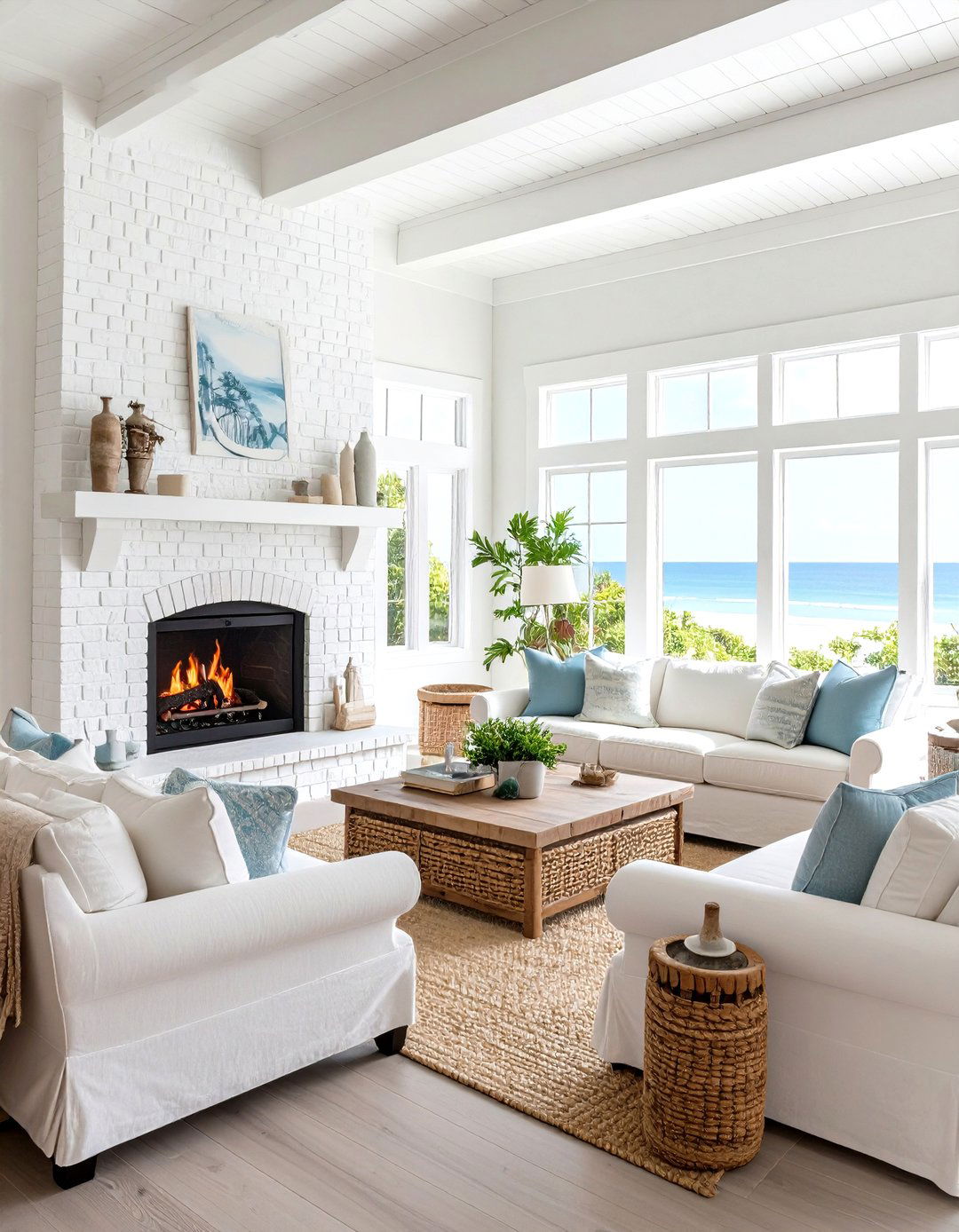 The Painted Brick Fireplace Makeover - 30 living room with fireplace ideas