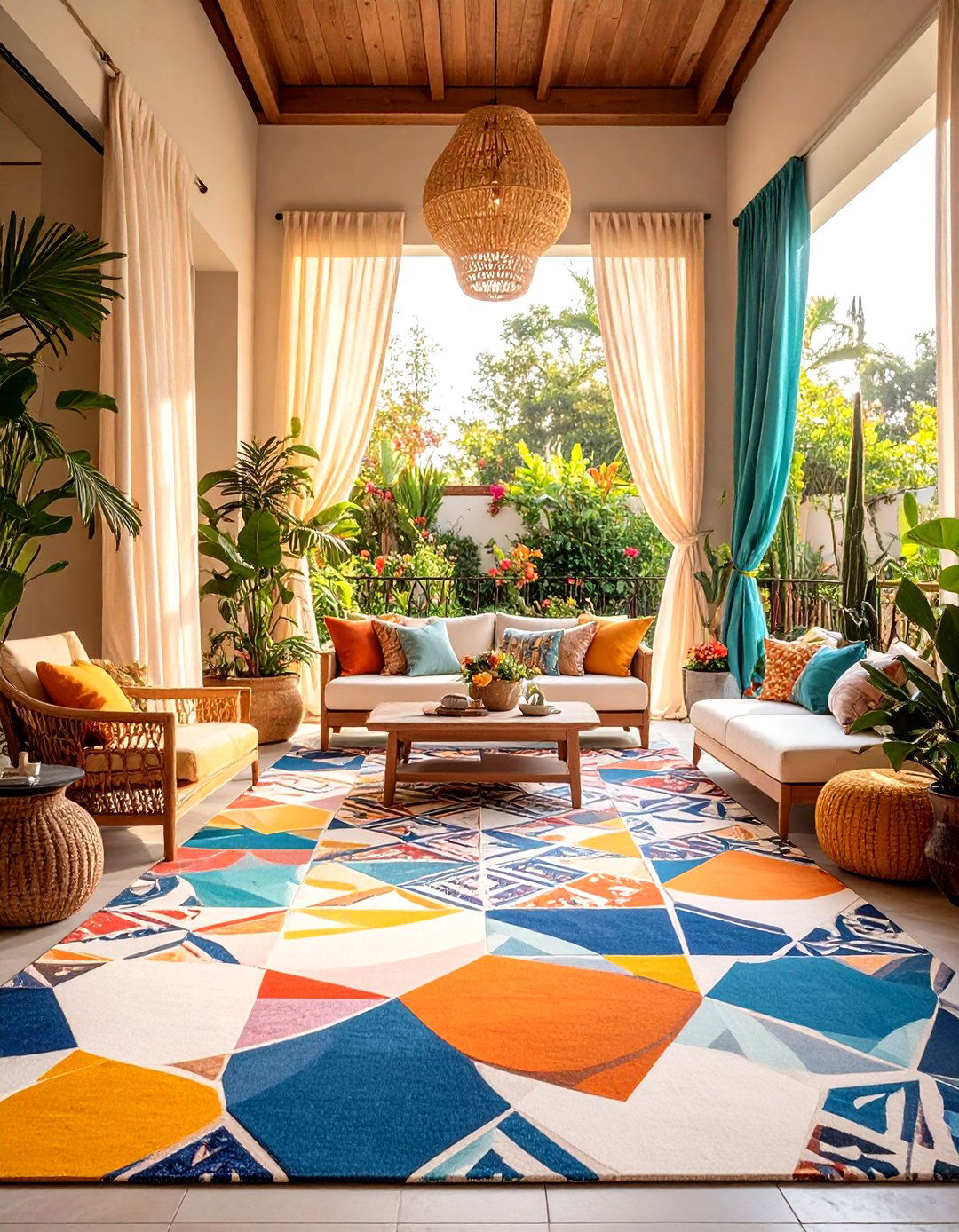 The Painted Canvas Floor Cloth Room - 30 enclosed patio ideas on a budget