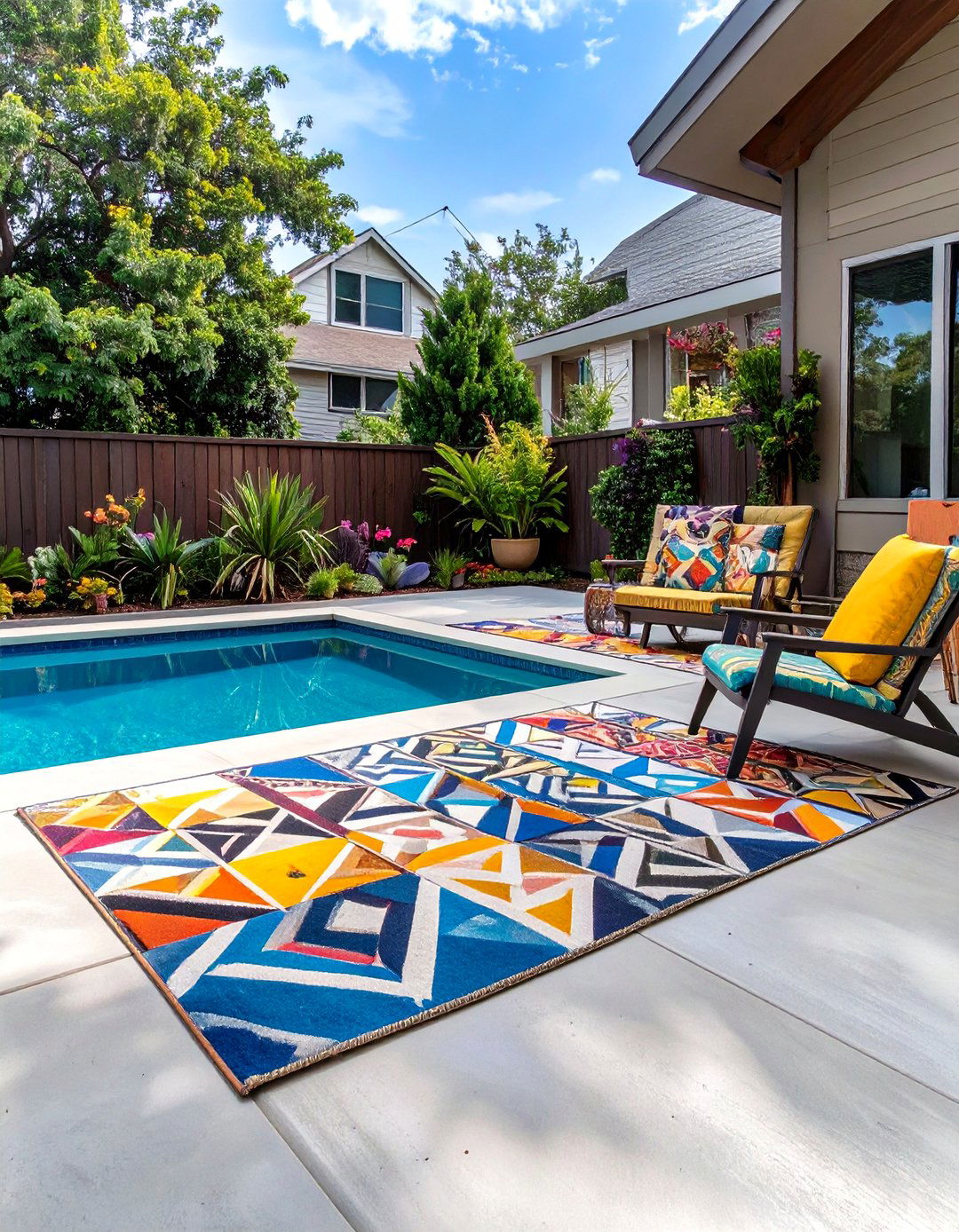 The Painted Concrete Patio Deck - 30 above ground pool deck ideas on a budget