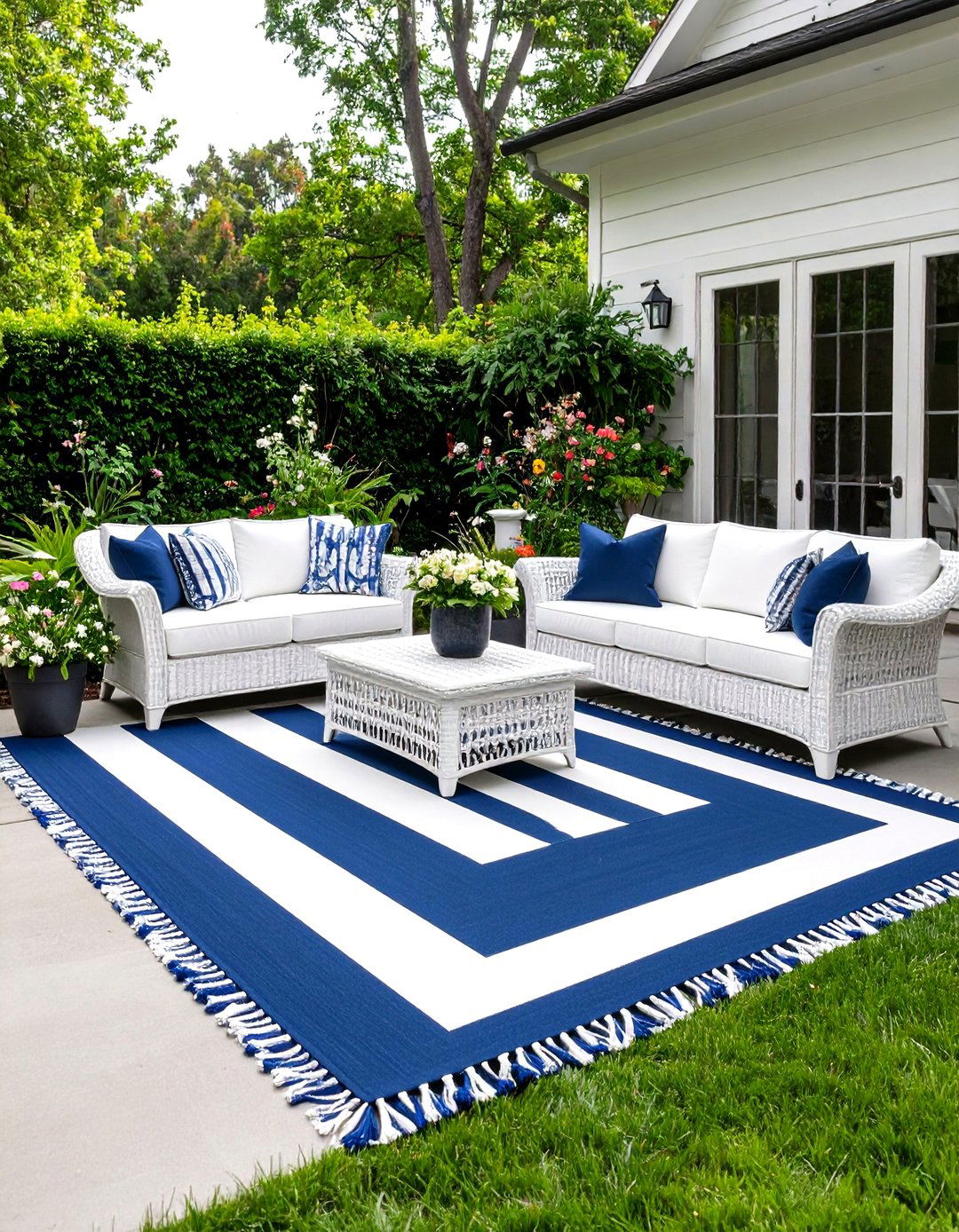 The Painted Faux Area Rug Patio - 30 inexpensive ways to cover concrete patio ideas