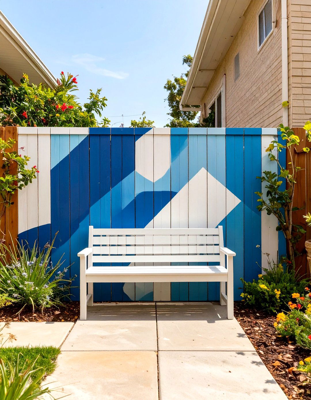 The Painted Fence Mural Backdrop - 30 cheap backyard makeover ideas