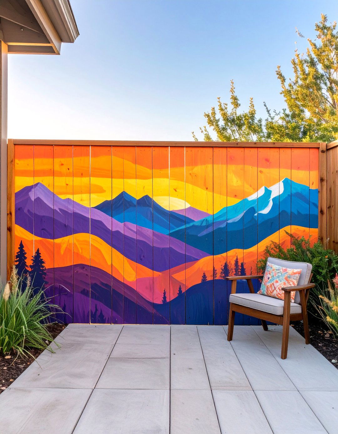 The Painted Fence Mural Backdrop - 30 budget backyard ideas