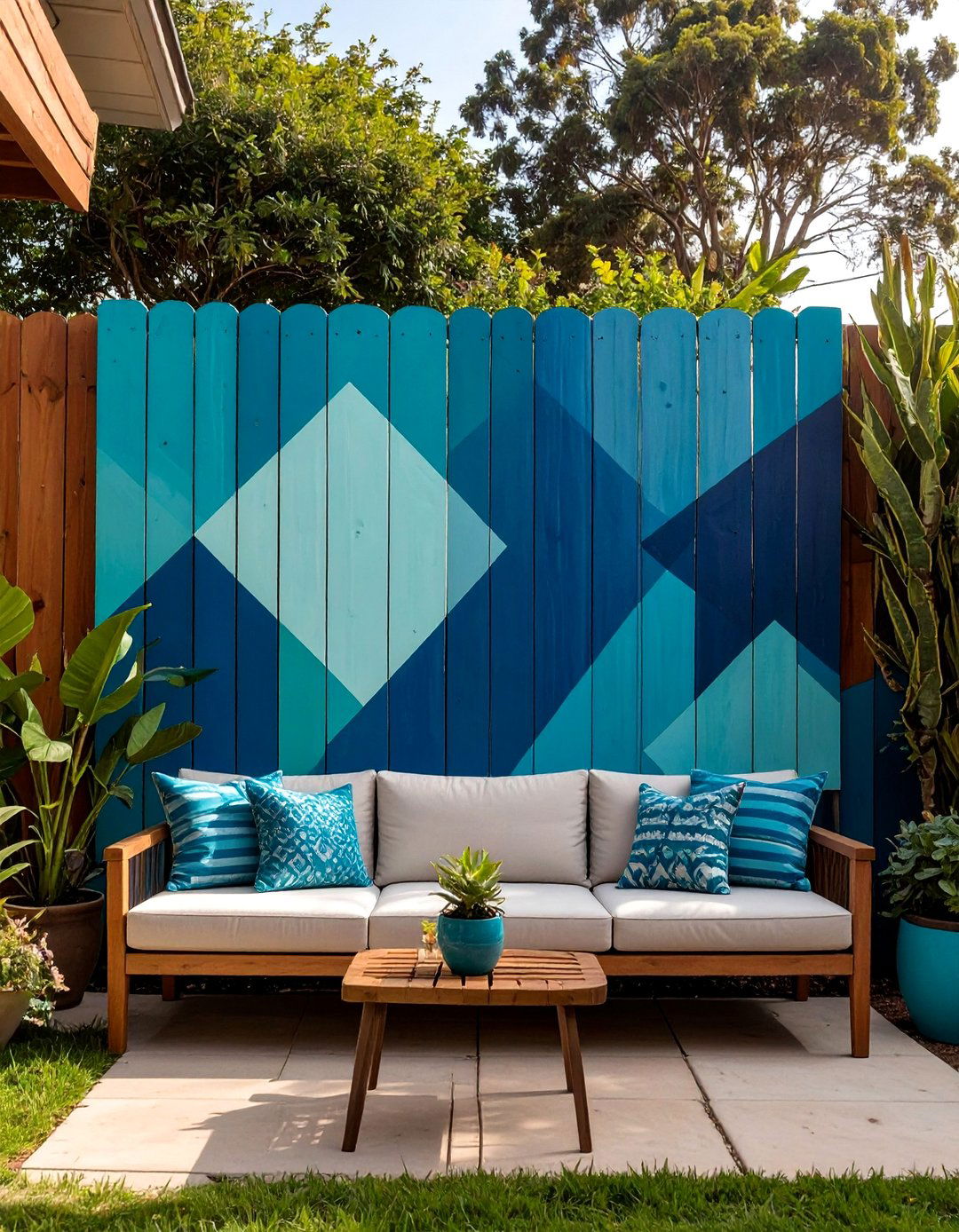 The Painted Fence Mural - 30 budget small backyard ideas