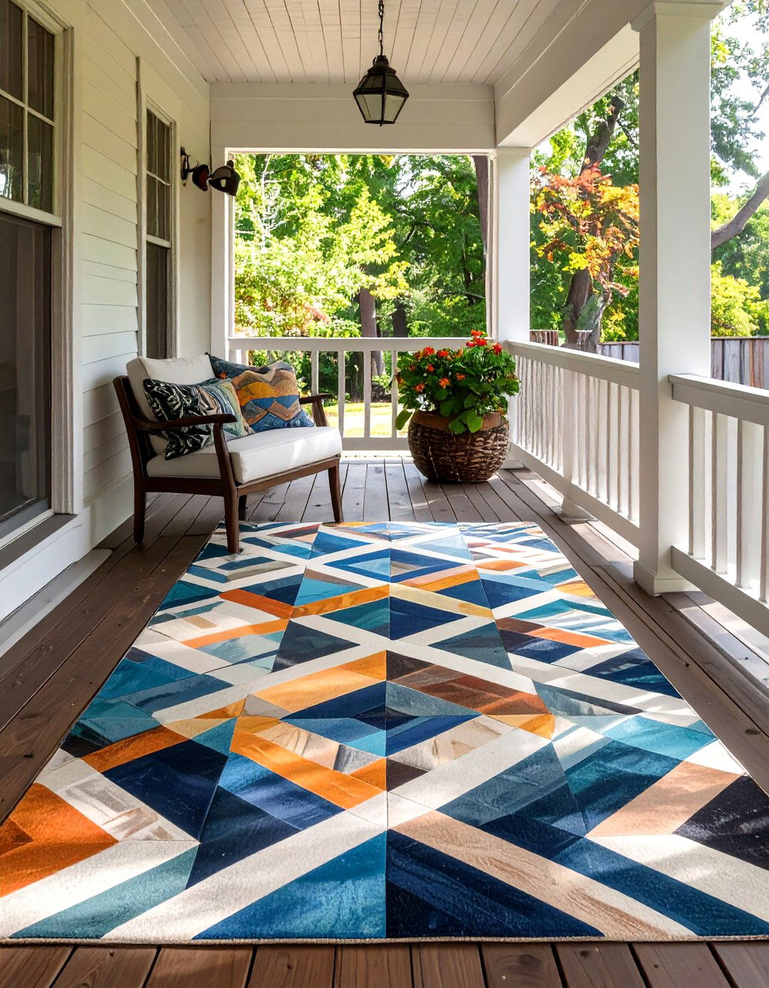 The Painted Floorcloth Porch - 30 back porch ideas on a budget