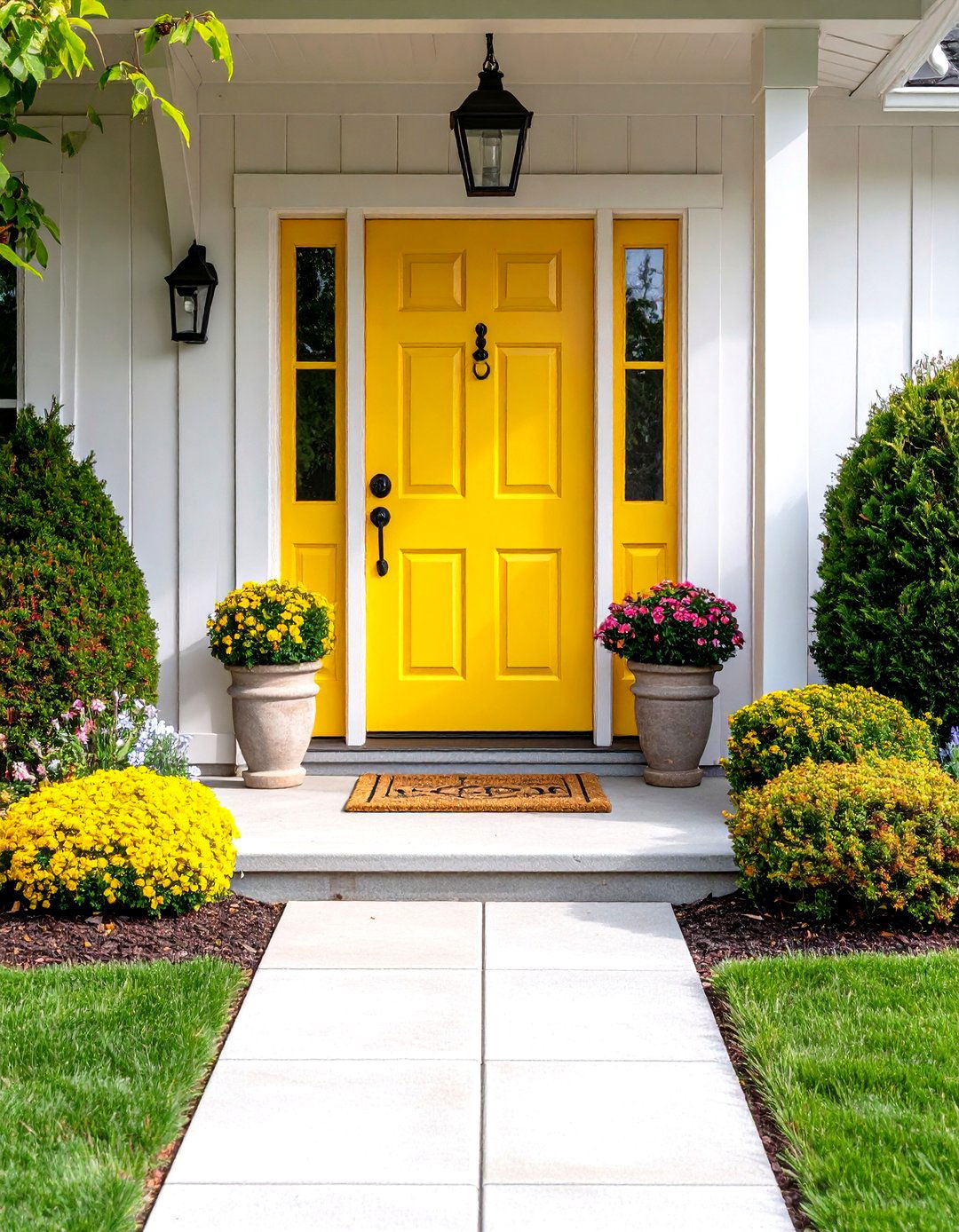 The Painted Front Door Focal Point - 30 front yard landscaping ideas on a budget
