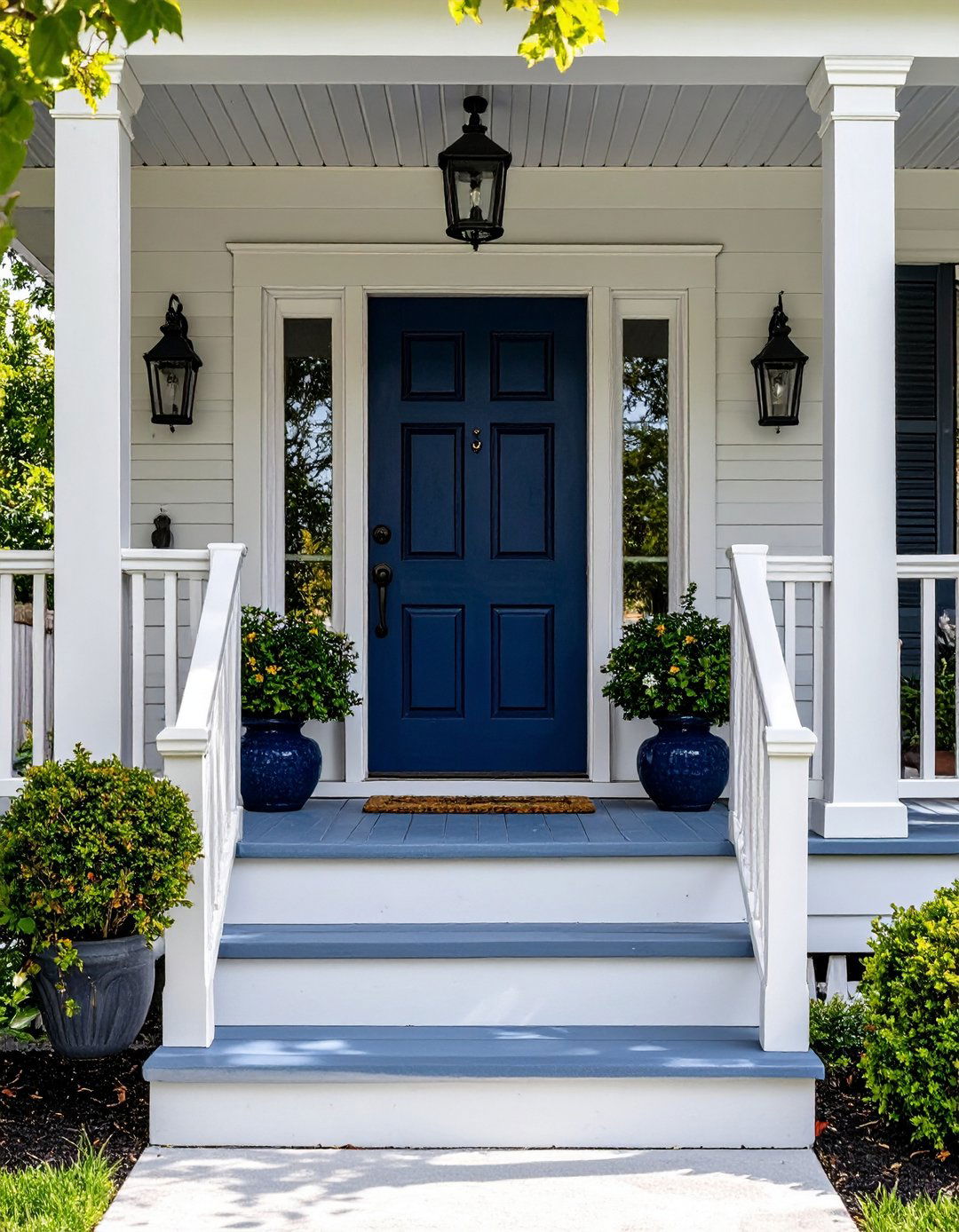 The Painted Front Door and Porch - 30 budget cheap simple front yard landscaping ideas