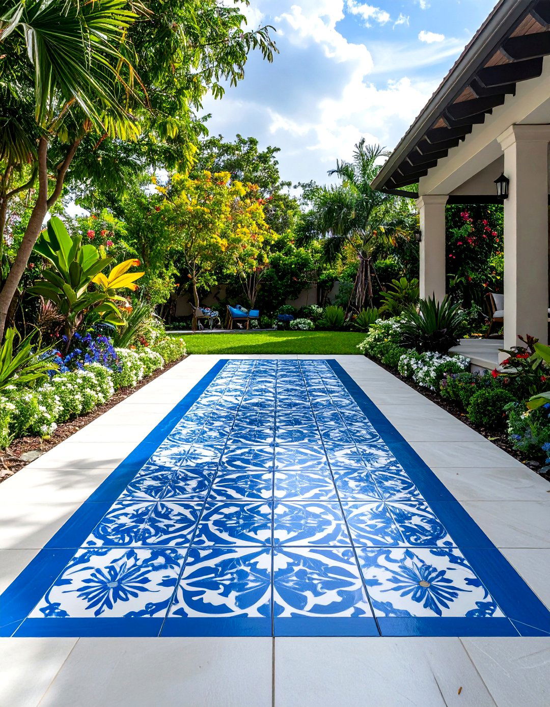 The Painted Patio Floor Pattern - 30 inexpensive landscaping ideas