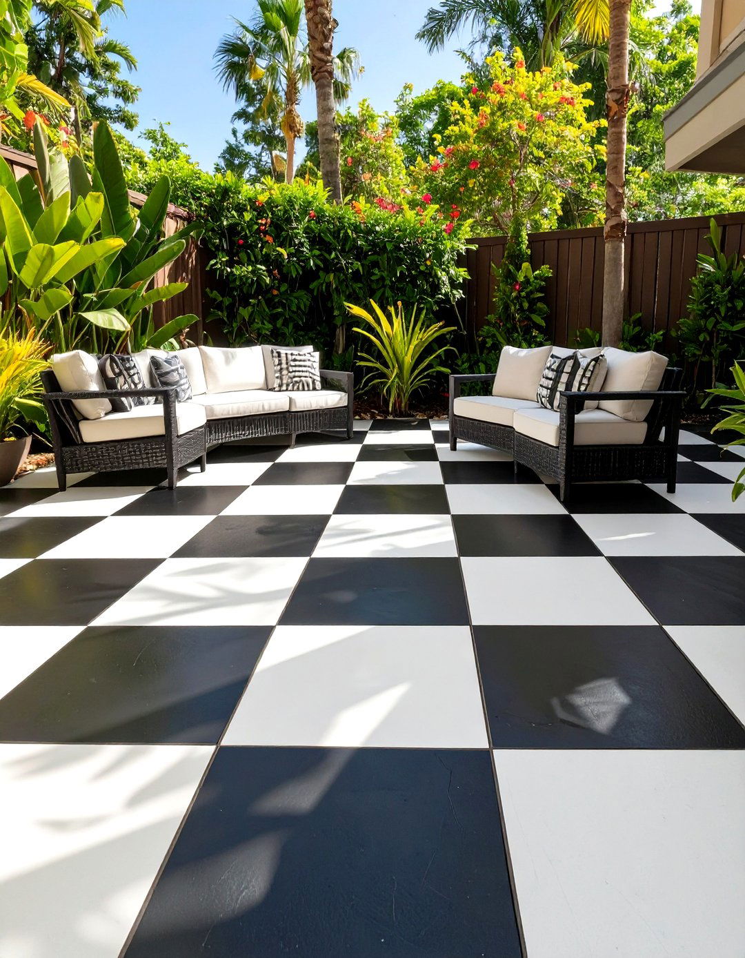 The Painted Patio Floor - 30 cheap landscaping ideas