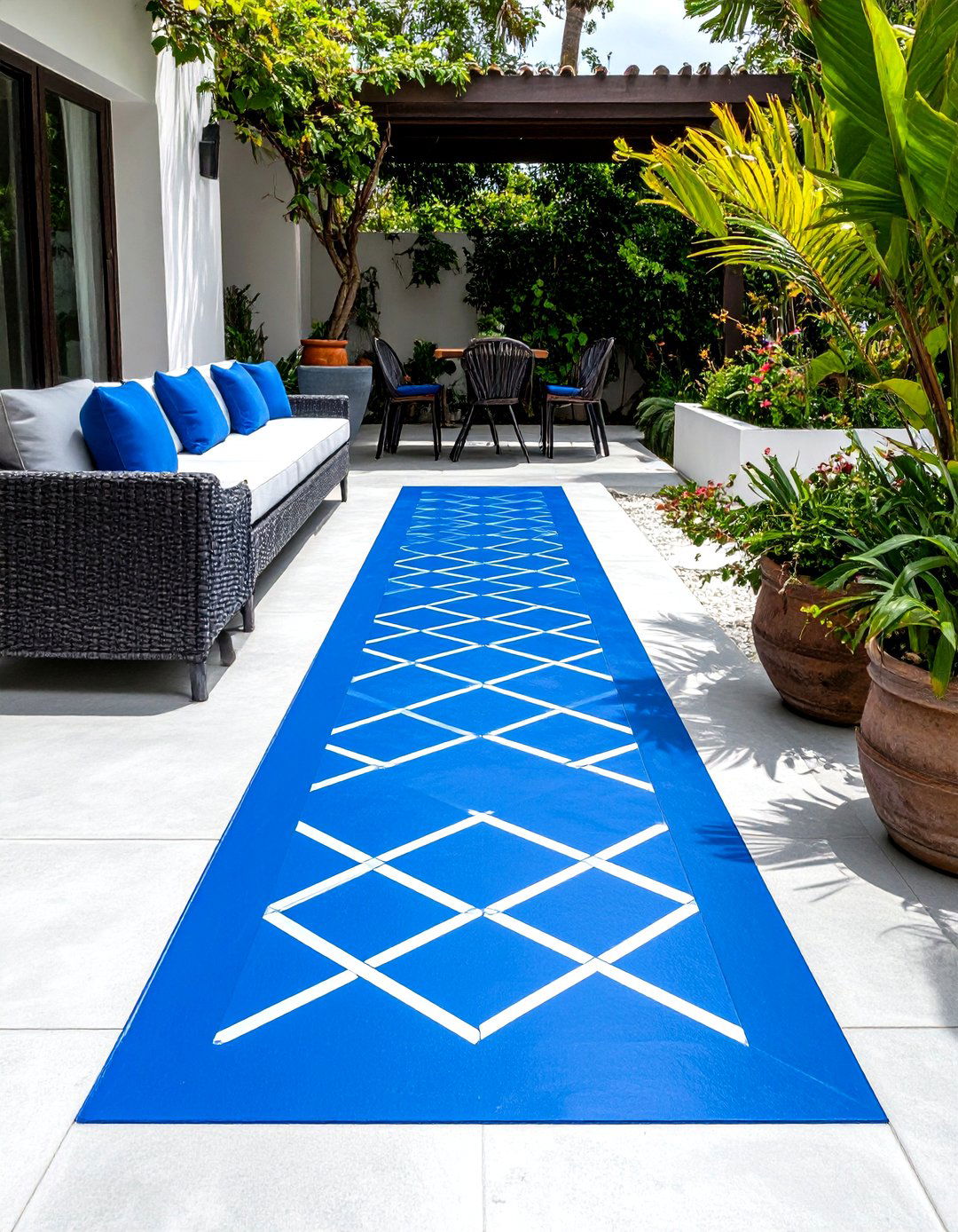 The Painted Patio Runner - 30 inexpensive ways to cover concrete patio ideas