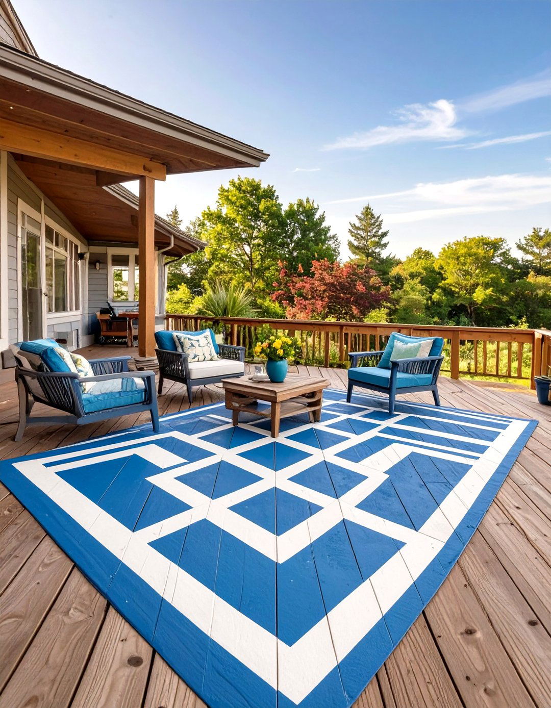 The Painted Pattern Deck - 30 inexpensive deck ideas