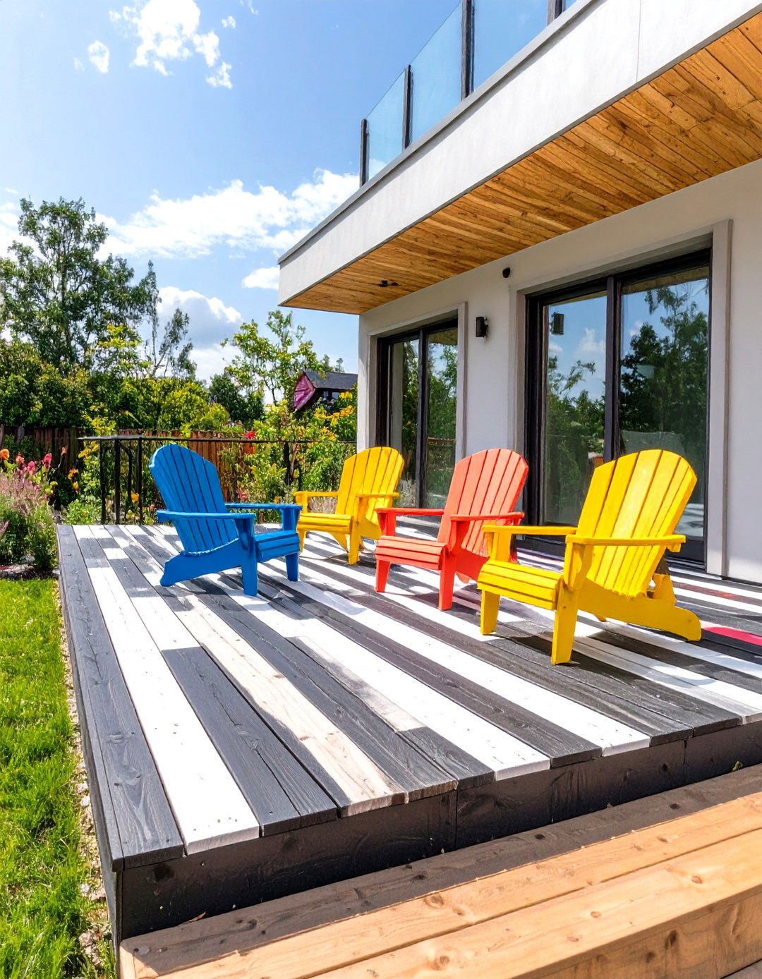 The Painted Plywood Deck - 30 cheap deck ideas