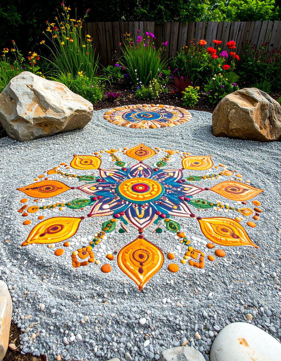The Painted Rock Mandala Garden - 30 garden art ideas