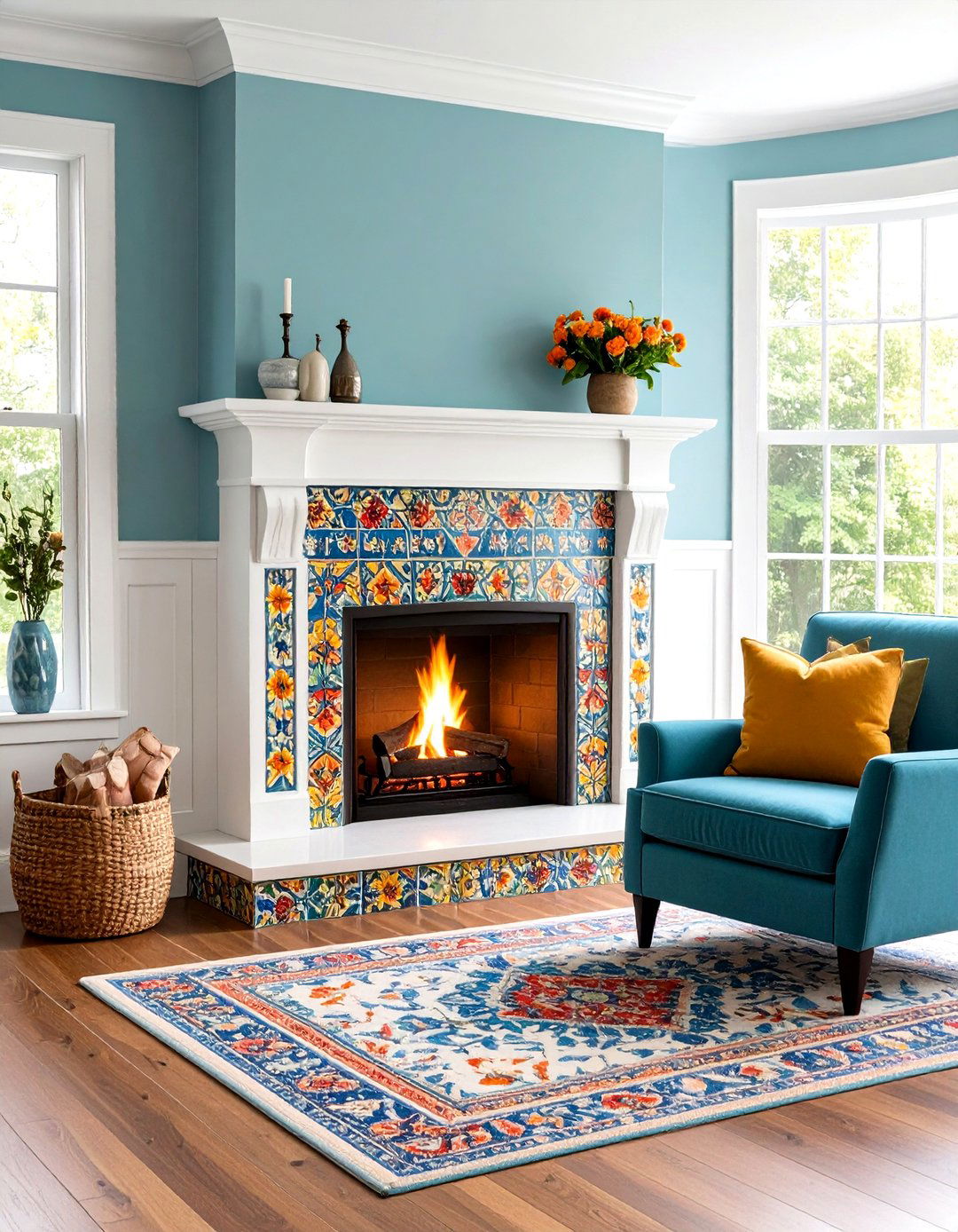 The Painted Tile Surround Living Room Corner Fireplace - 30 living room corner fireplace ideas