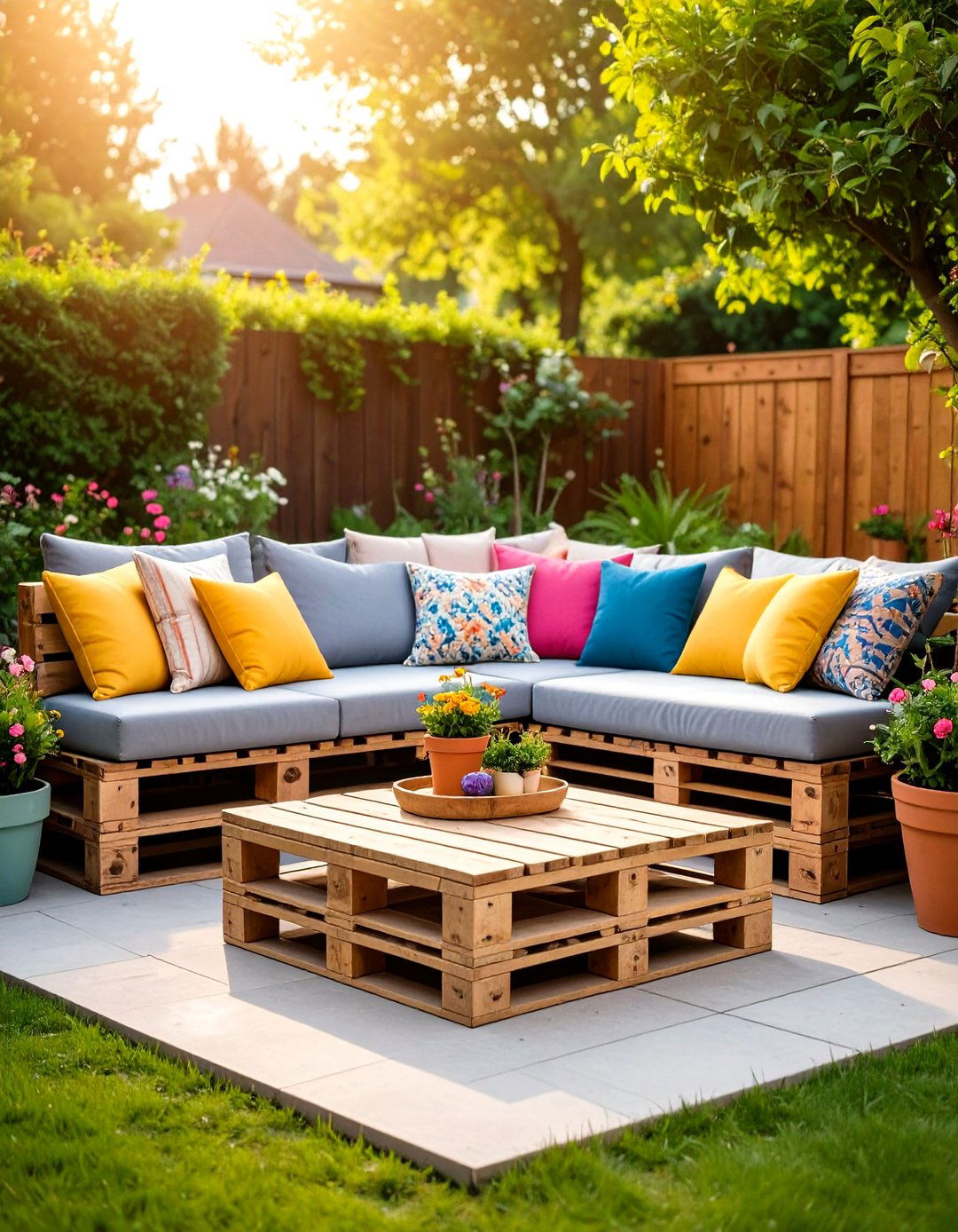 The Pallet Furniture DIY Patio - 30 easy patio ideas