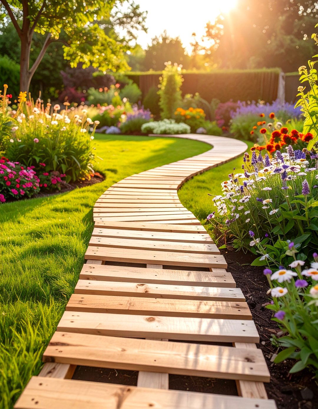 The Pallet Garden Walkway Path - 30 homemade pallet garden designs