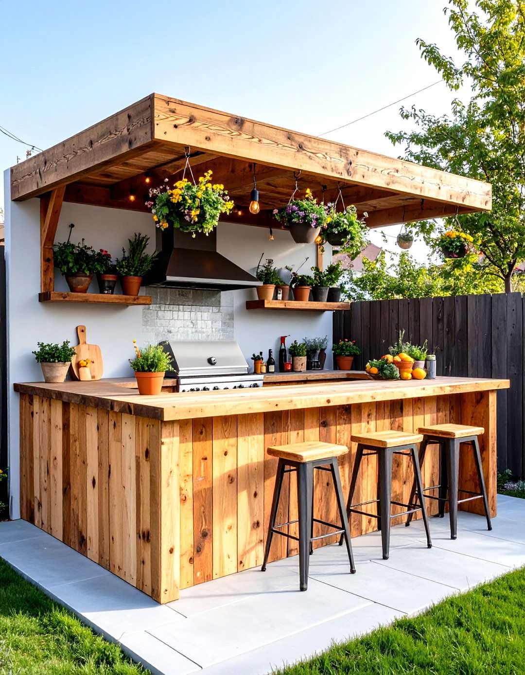 The Pallet Wood Outdoor Kitchen Bar - 30 diy outdoor kitchen ideas