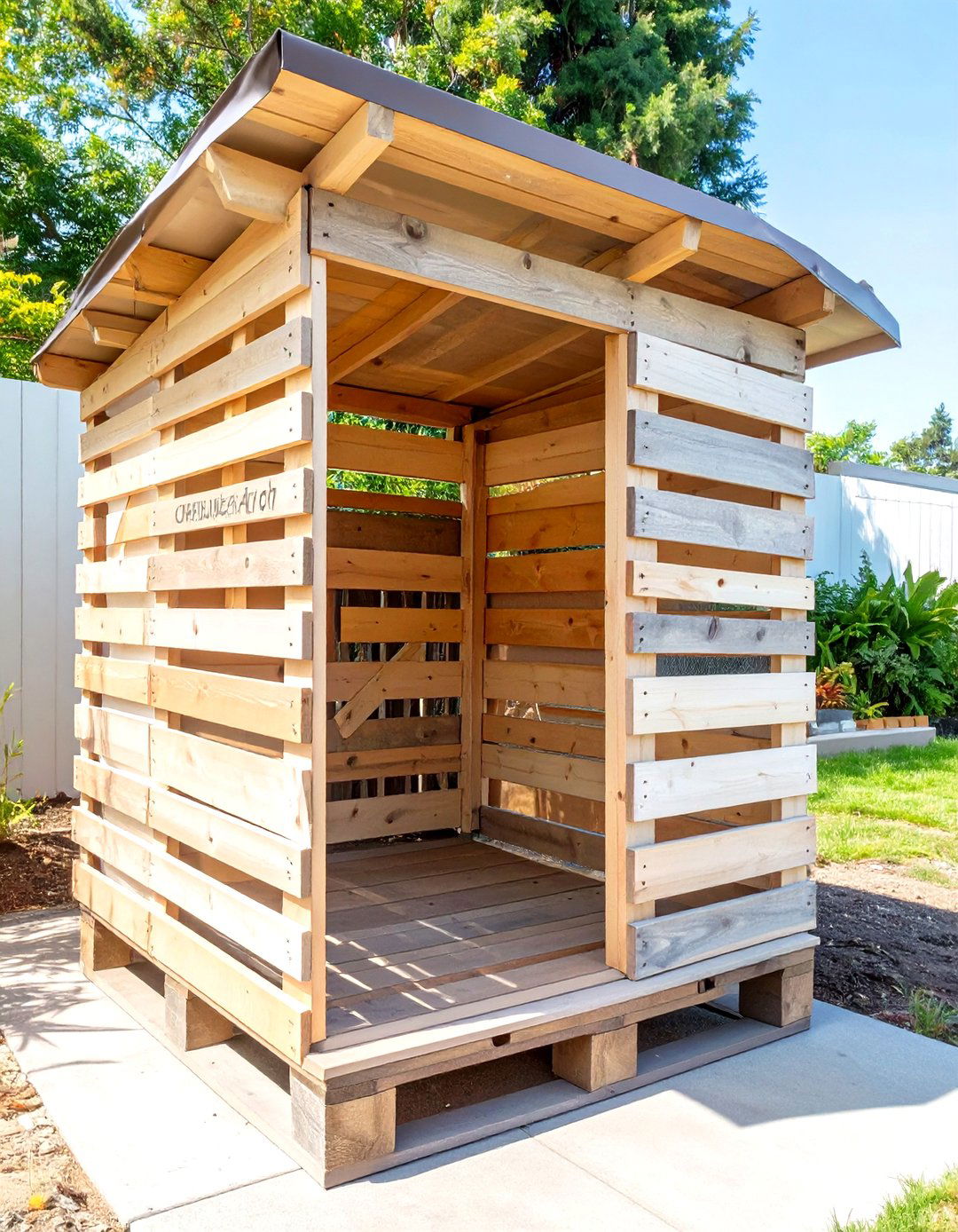The Pallet Wood Upcycled Kennel - 30 homemade outdoor dog kennel ideas