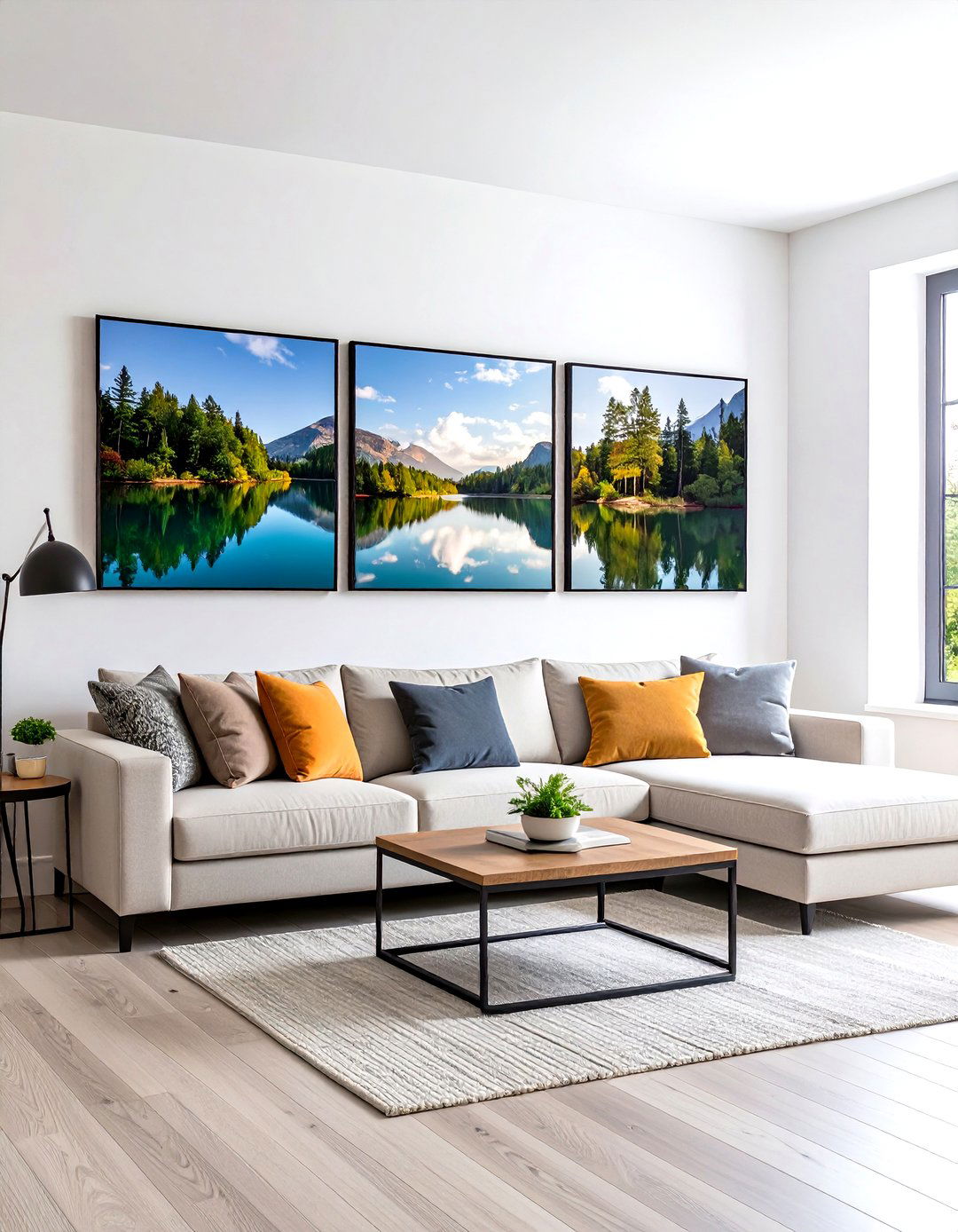 The Panel Photo Wall - 30 living room photo wall ideas