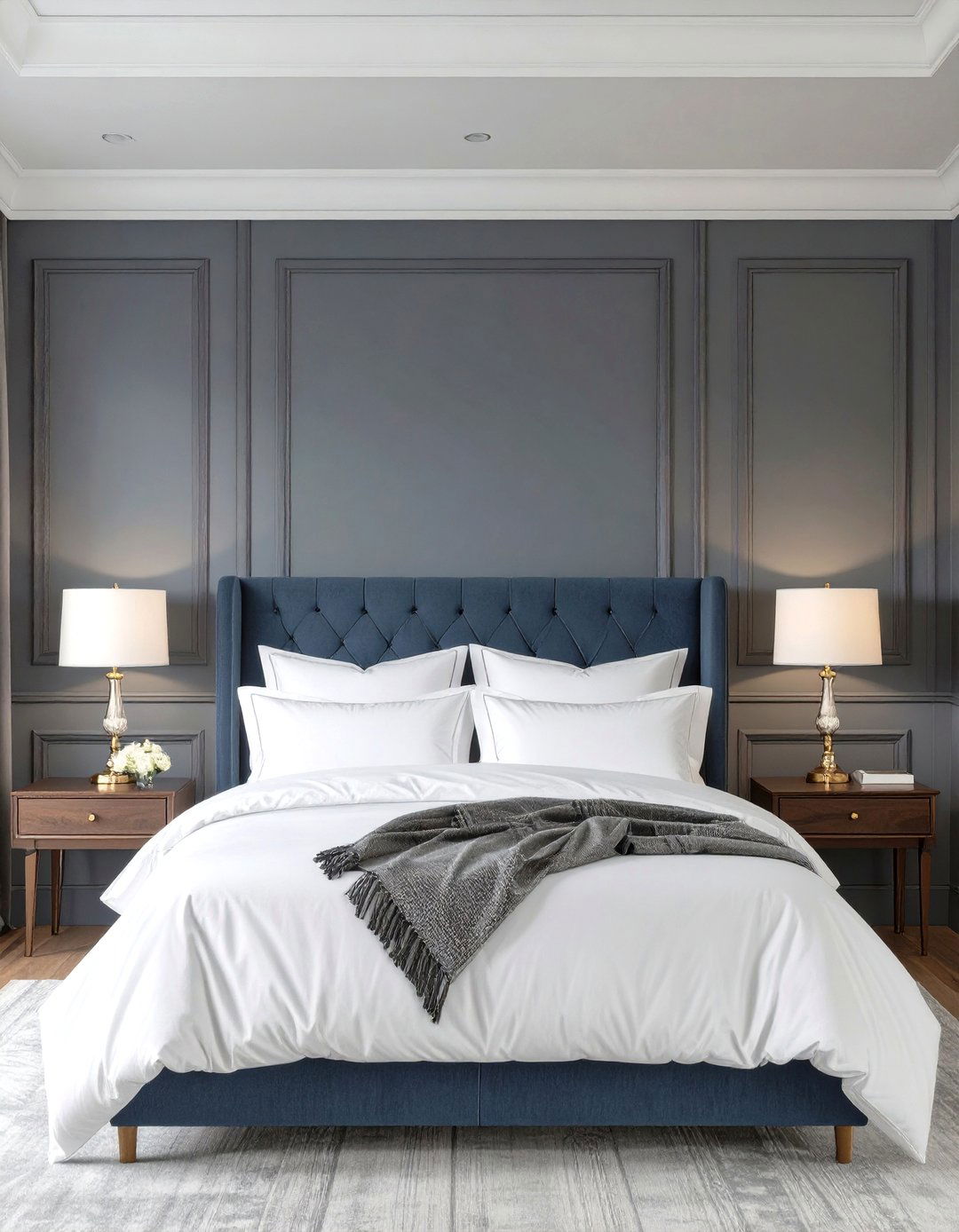 The Paneled Wall Bedroom - 30 glam bedroom ideas
