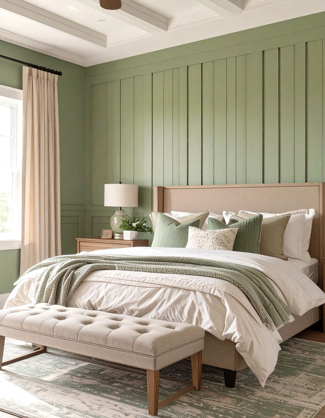 The Paneled Wall Bedroom - 30 modern farmhouse bedroom ideas