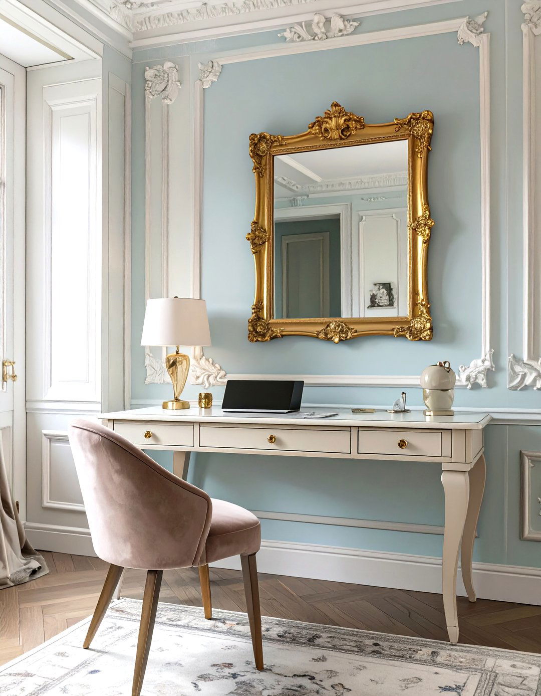 The Parisian Chic Office - 30 creative small office interior design ideas