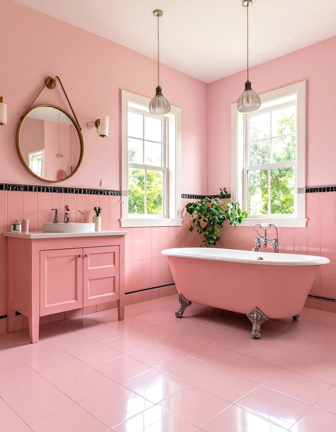 The Pastel Pink Tiled Bathroom - 30 1950s interior design ideas