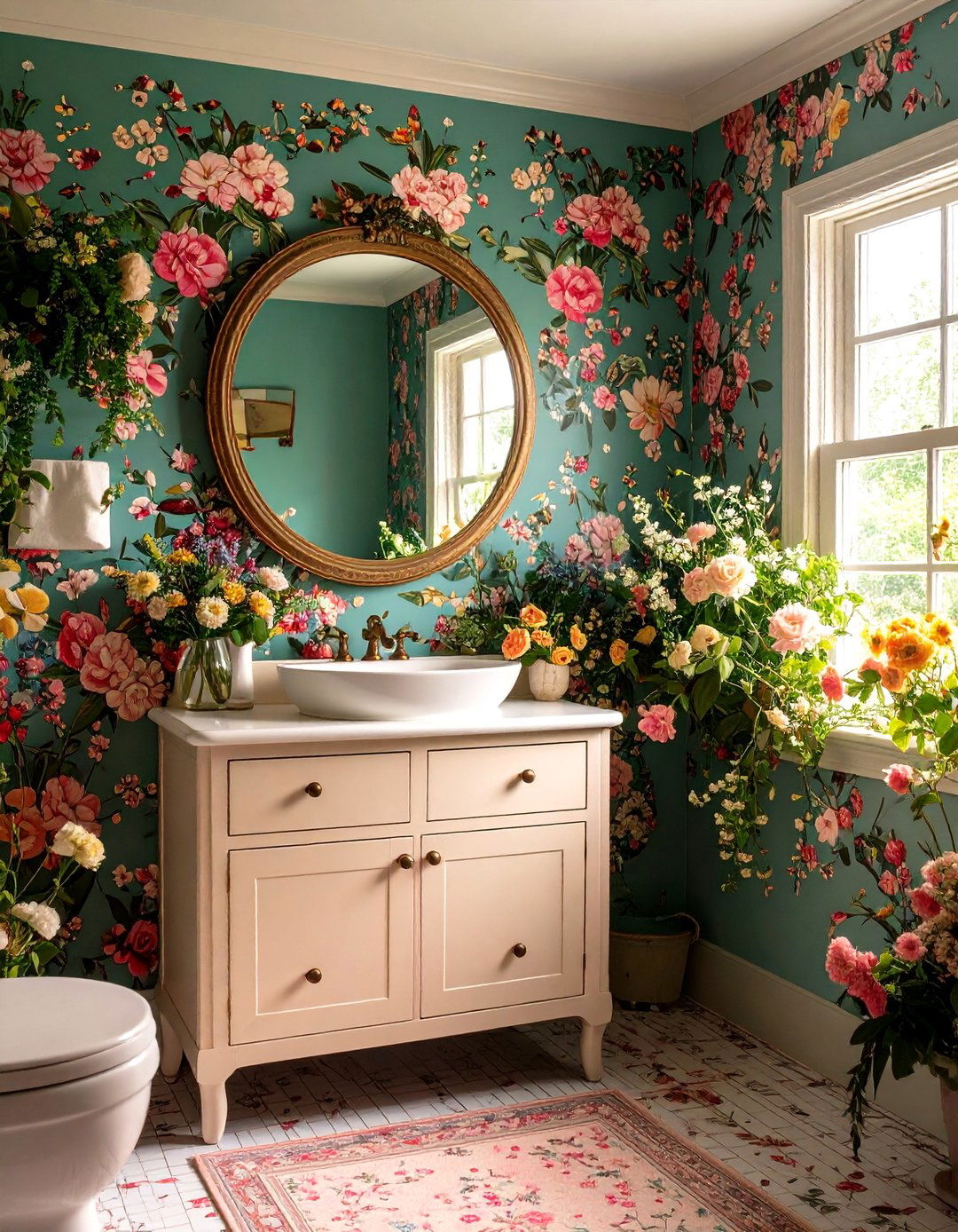 The Patterned Wallpaper Powder Room - 30 1950s interior design ideas