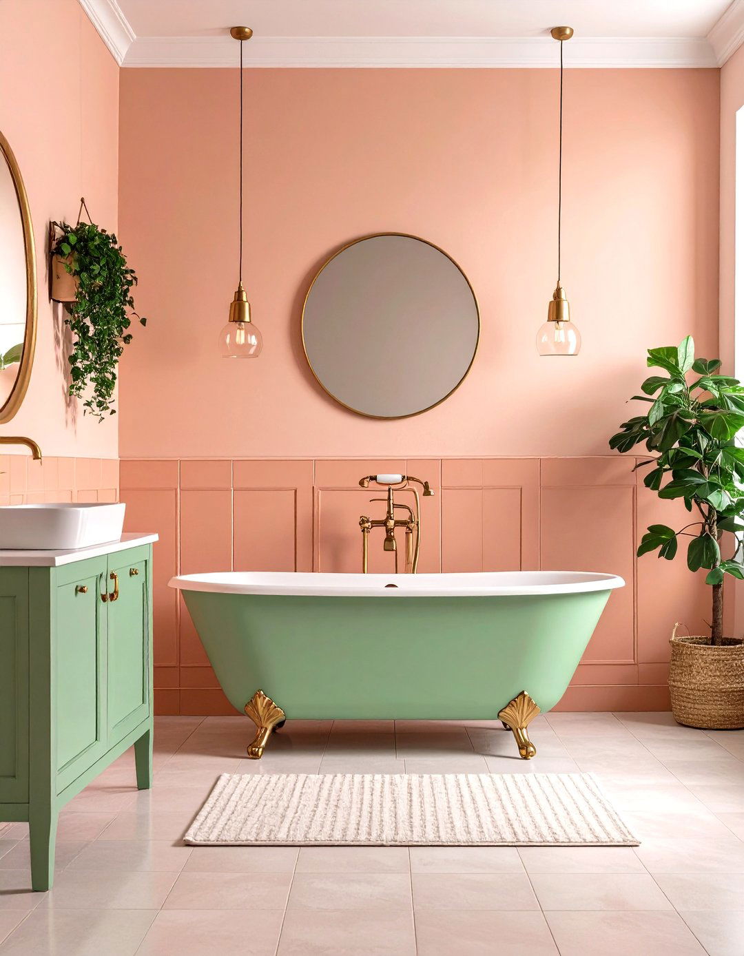 The Peach and Mint Bathroom - 30 80s interior design ideas