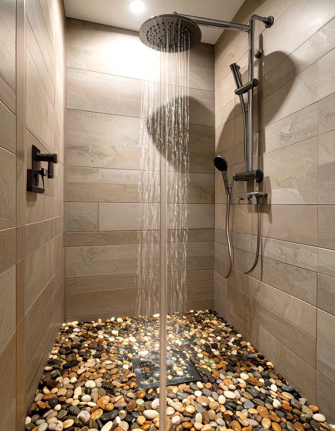 The Pebble Floor Shower Bathroom - 30 modern rustic bathroom ideas